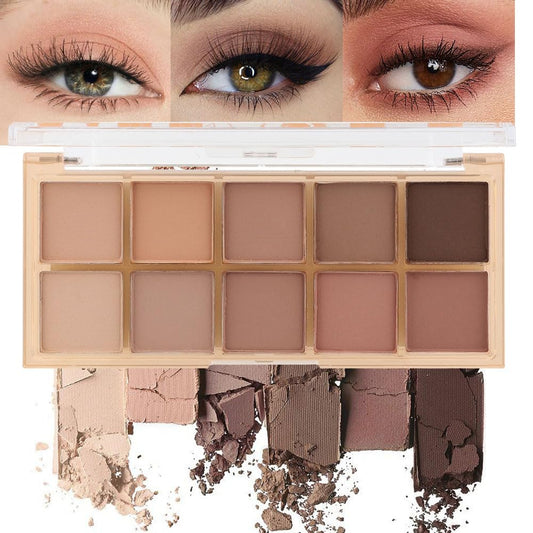 evpct 10 Colors Matte Nude Eye Shadow Palette Makeup for Older Women, Nude Brown Pink Cocoa Taupe Mauve Neutral Matte Cream Smokey Mini Eyeshadow Palette for Blue Green Eyes, Contour Makeup Palettes 5