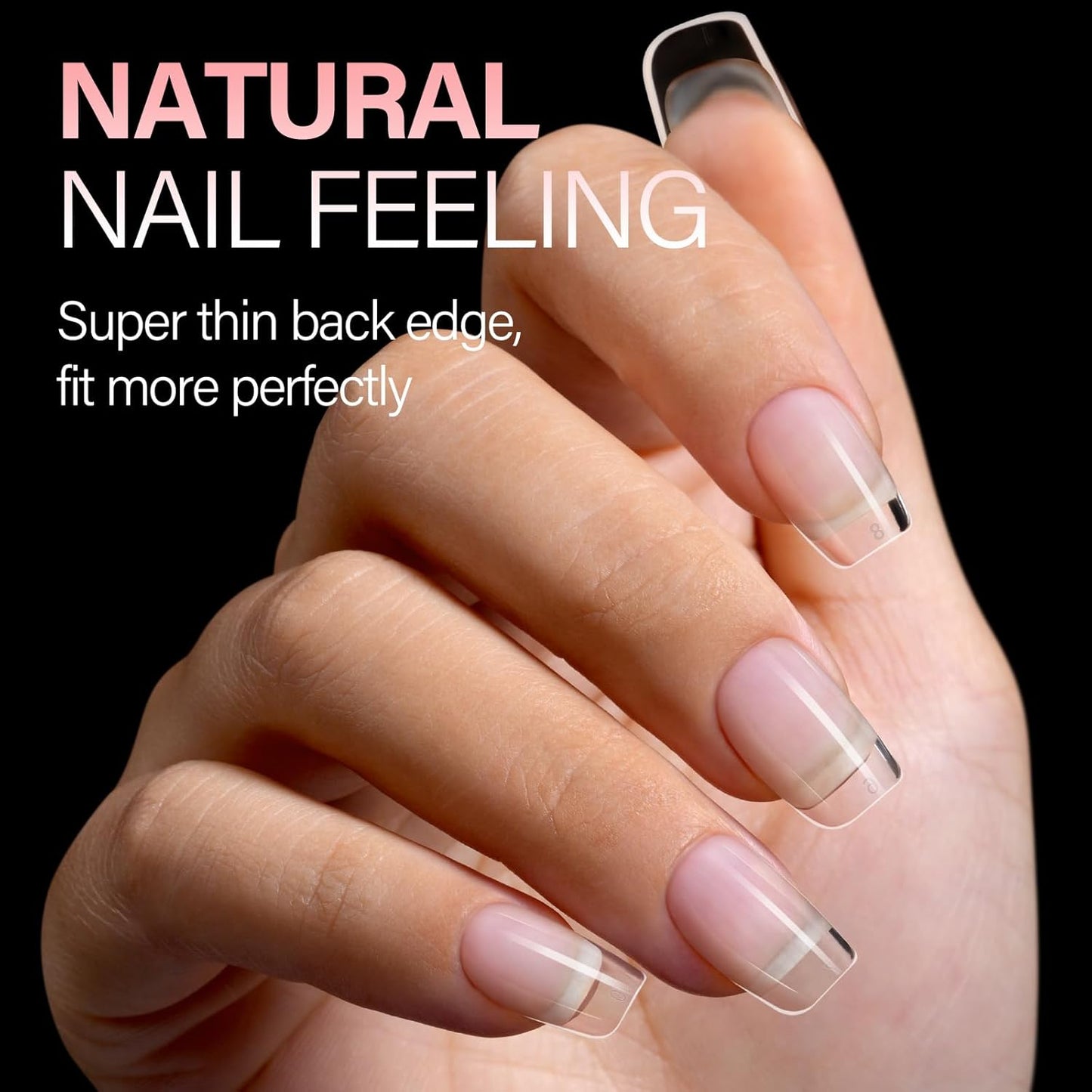 AILLSA Short Square Round Fake Nail Tips 240Pcs Soft Nail Gel Tips Pre-Shaped Acrylic Nail Tips, Half Matte Full Cover Press on False Tips for Nail Extension Home DIY 15 Sizes Gelly Tips