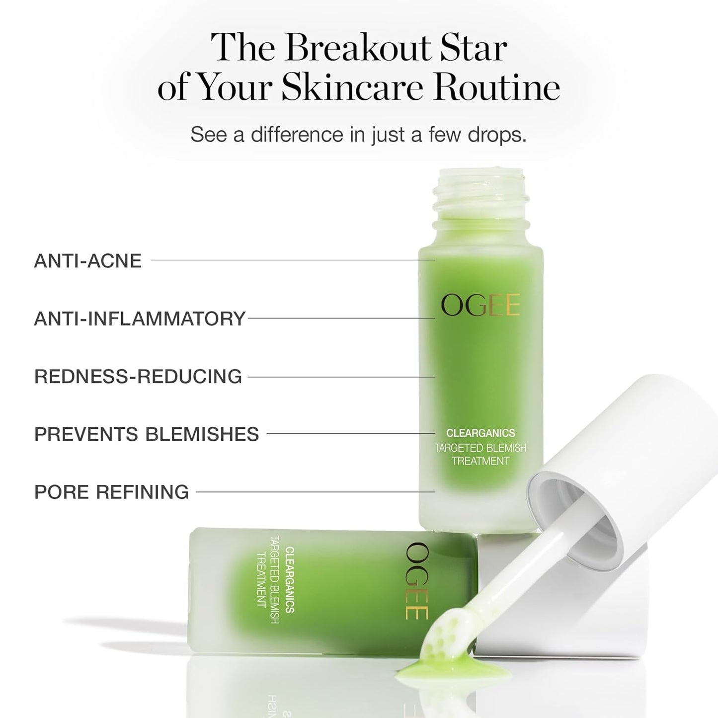 Ogee Plant-Based Acne Treatment for Face with Salicylic Acid - Targeted Acne Spot Treatment with Soothing Ceramic Application Tip