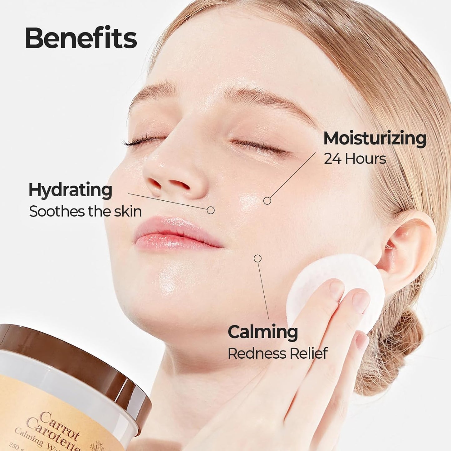 SKINFOOD Carrot Carotene Calming Water Toner Pads, Korean Skin Care Toner Pad for Face, Deep Hydrating, Soothing, After Sun Skincare for Sensitive Skin, Redness Relief, 100% Cotton, 8.81 oz (60 Pads)