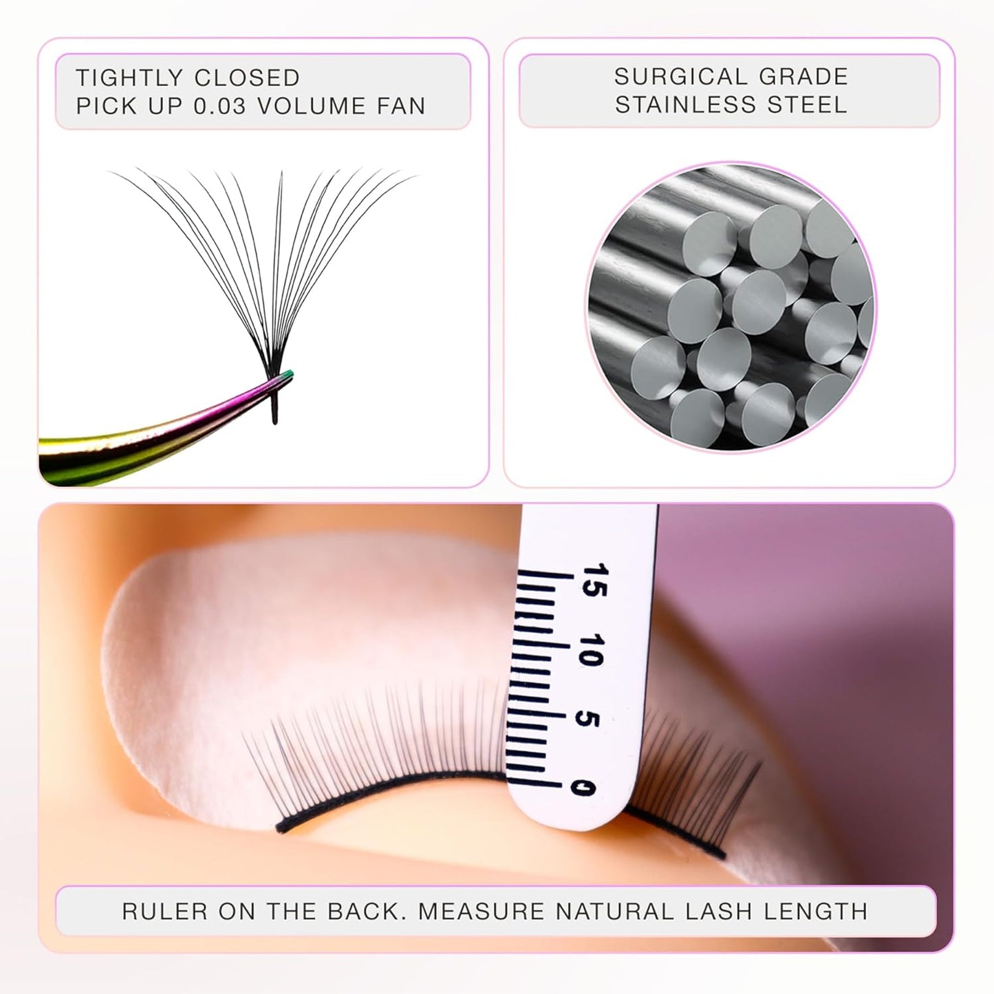 Curacoro Lash Tweezer - Professional & Precision Fiber Tip Grip Lash Tweezers for Eyelash Extensions, Multi Shapes & Purposes Tweezers for Volume, Isolation & Classic Lashes (Silver, Abracadabra)