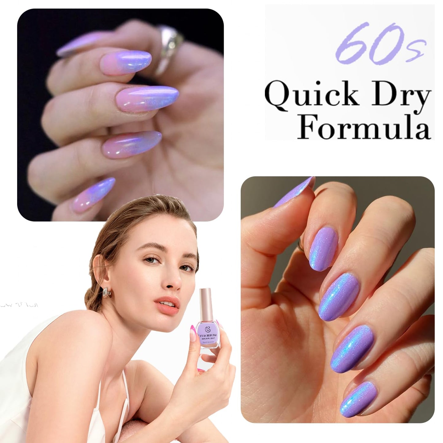 AZUREBEAUTY Blue Purple Violet Galaxy Quick Dry Complete Natural Super Lustrous Nail Enamel Polish,Professional for DIY Manicure and Pedicure at Home