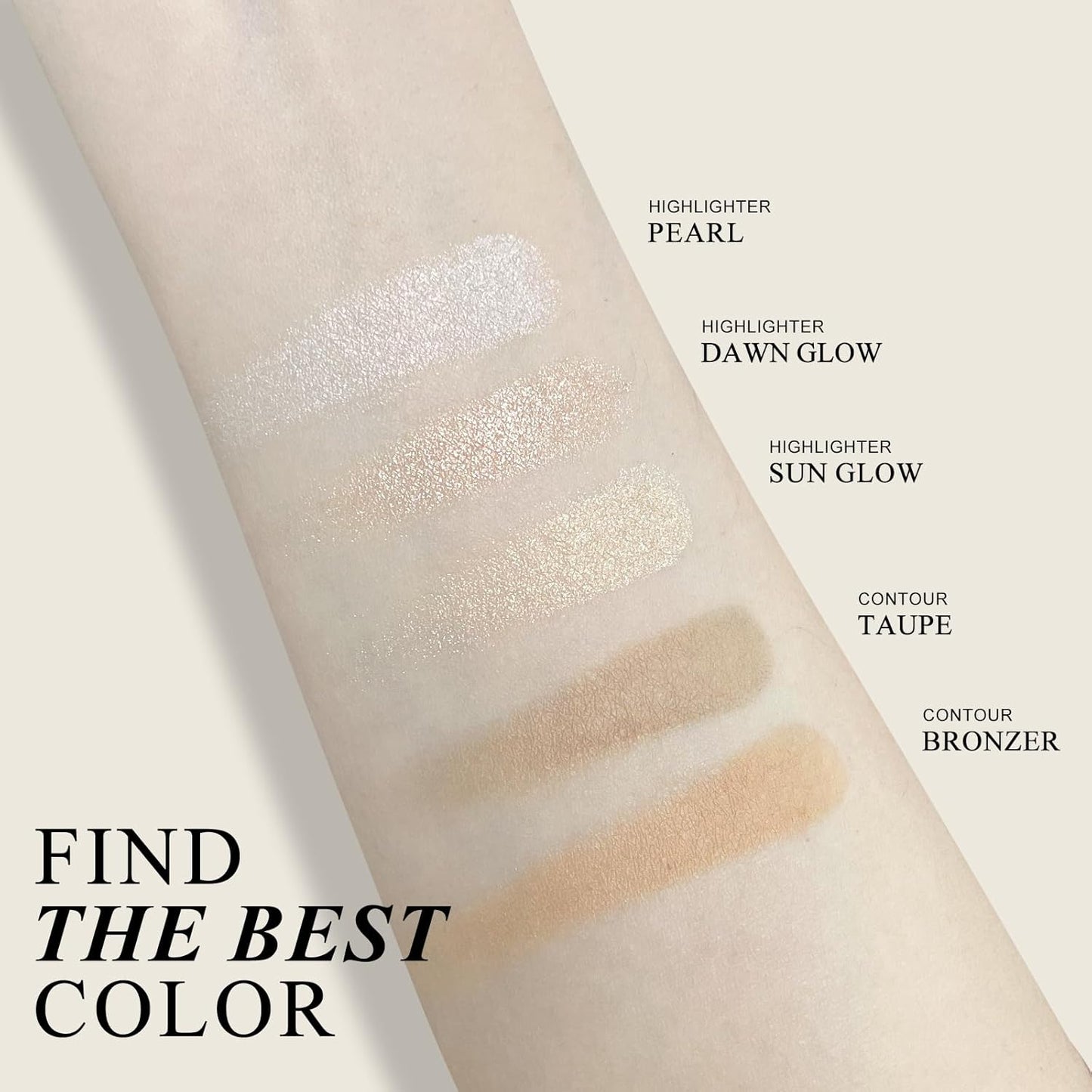 KYDA Highlighter Contour Palette Kit, Glossy Face Illuminator & Natural Matte Contour Bronzer, Lasting Glow Face Sculpting Contouring Makeup, Blendable Formula, Sun Glow & Taupe