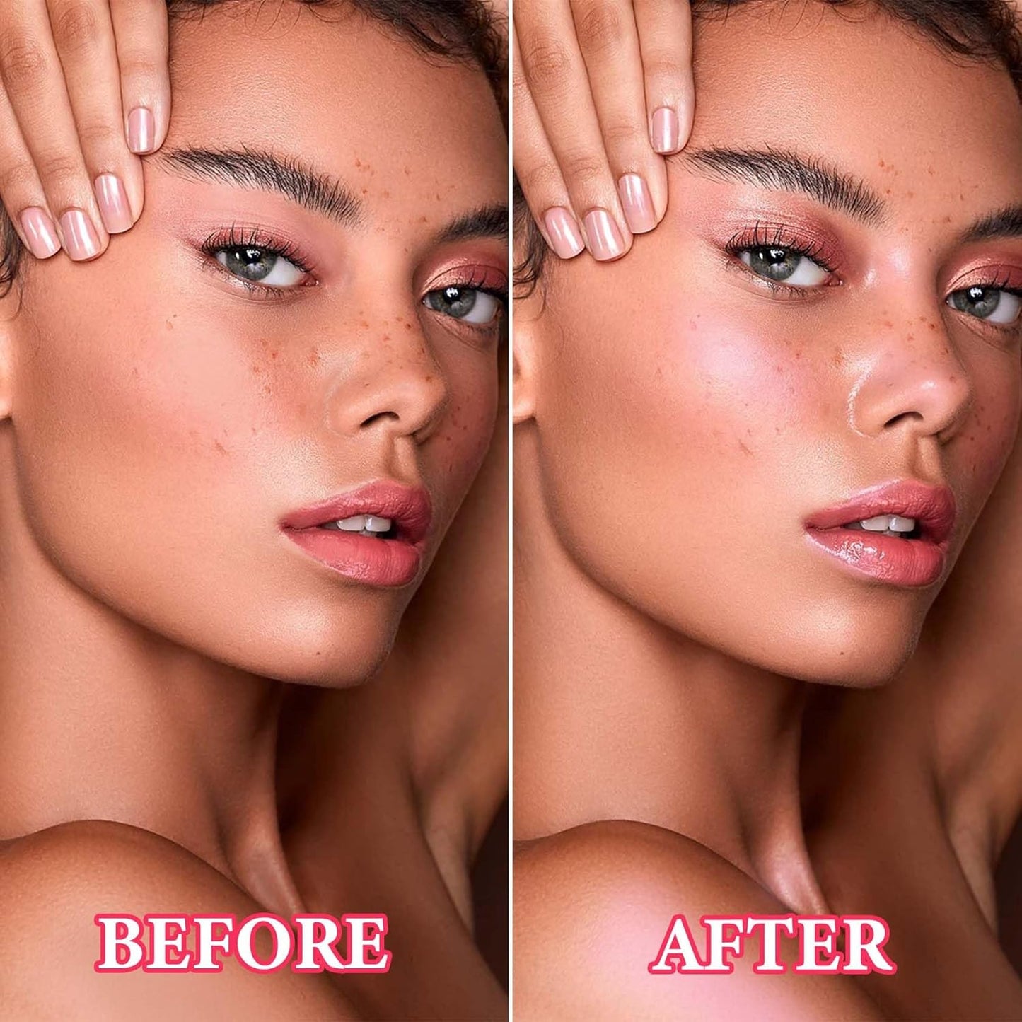 Face Glitter Blush Shimmer Waterproof Highlighter Blusher Powder,Facial Contour Corrector Long Lasting Glitter Illuminator Highlighter Palette Shimmer Highlight Makeup Palette(05#)