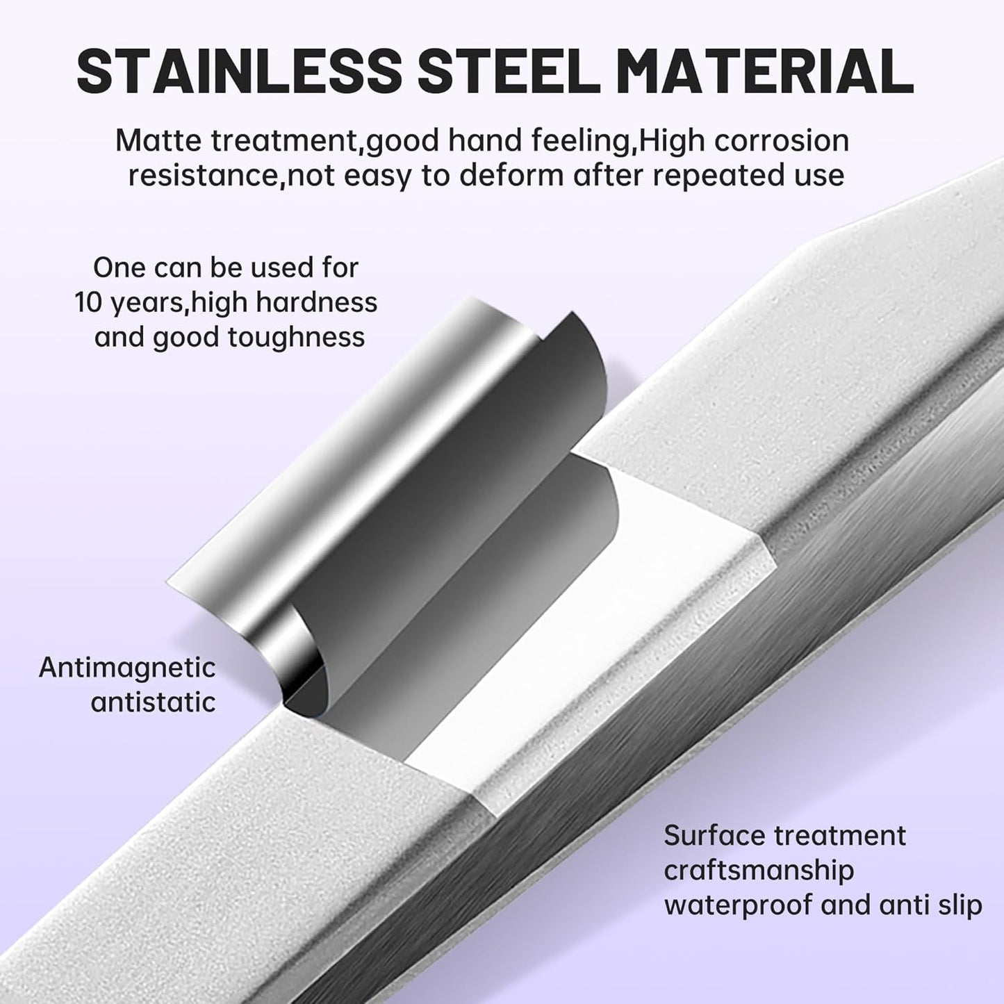 High Precision Lash Tweezers for Individual and Volume Eyelash Extensions Premium Stainless Steel Curved Fiber Tip Professional Isolation Tweezer