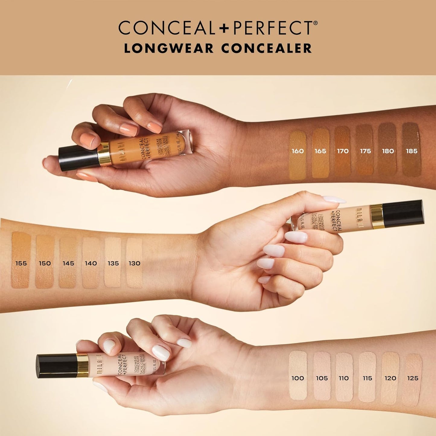 Milani Conceal + Perfect Longwear Concealer - Light Beige (0.17 Fl. Oz.) Vegan, Cruelty-Free Liquid Concealer - Cover Dark Circles, Blemishes & Skin Imperfections for Long-Lasting Wear