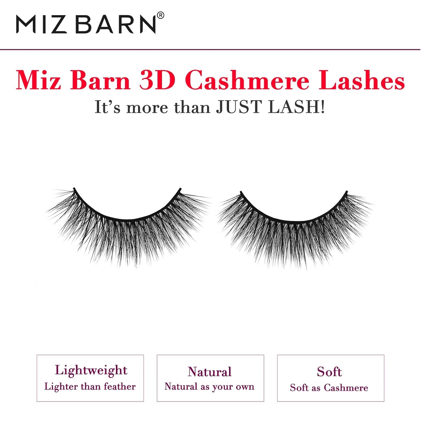 Miz Barn Lashes 5 Pairs Cat Eyes Wispy Lightweight Natural 3D Cashmere Soft Long Extension Eyelashes Pack Handmade Luxurious Volume Fluffy False Eyelashes (CF102)