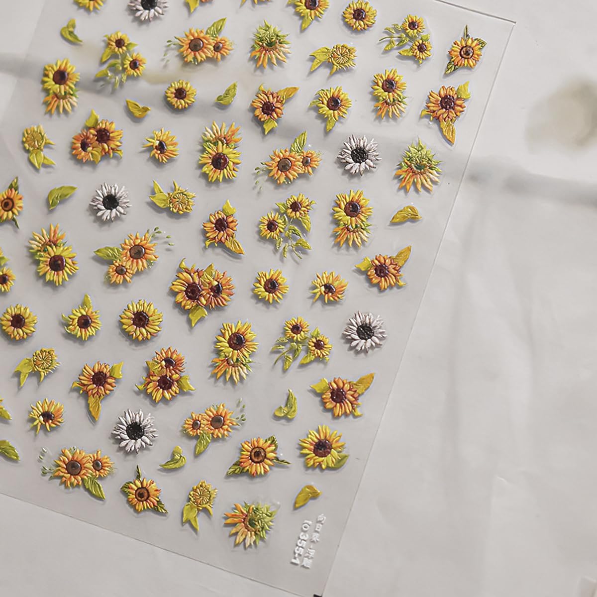 Sunflower Nail Stickers Spring Summer Nail Art Decals 5D Embossed Sunflower Stickers for Nails Designs Self Adhesive Nail Art Supplies & Decorations for Women Girls 1 Sheet
