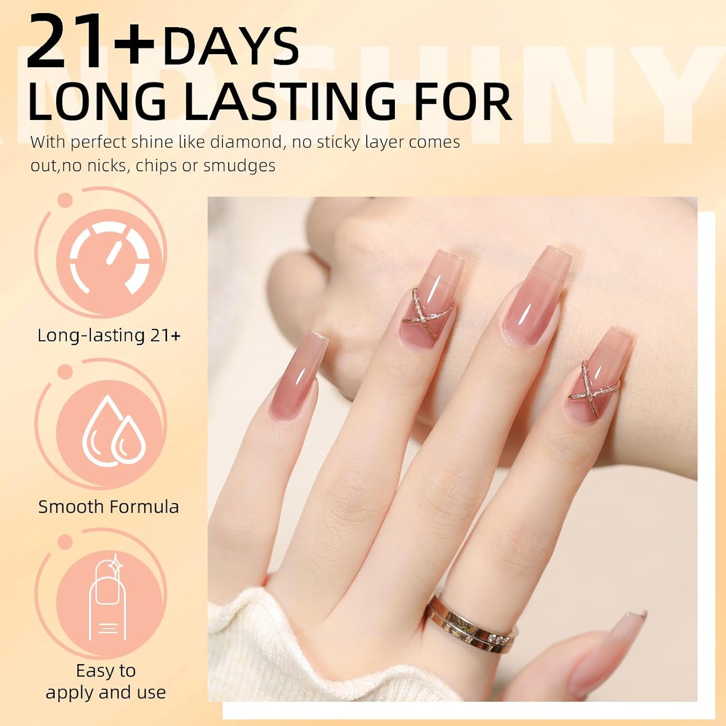 Major Dijit Base and Top Coat Nail Polish Set, 2Pcs No Wipe Shiny Top Coat for Fingernail Air Dry Clear Nail Polish Long Lasting Nail Protective DIY at Home (Base Coat Shiny Top Coat, 10 ML)