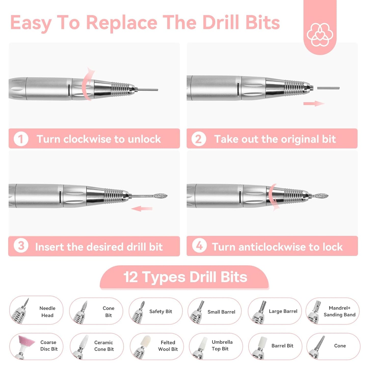 SAVILAND Professional Nail Drill – 35000 RPM Electric Nail Drills for Acrylic Nails with Ceramic Corn Head Nail Drill Bits Professional for Nails Manicure Tools and Pedicure Kit