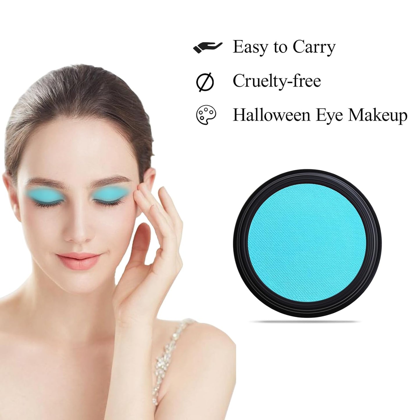 Single Light Blue Eyeshadow, Pressed Powder Matte Eye-Shadow Palette Make-up, Blendable Long Lasting High Pigment Blue Eye Makeup Halloween Paint & Face Body Paint