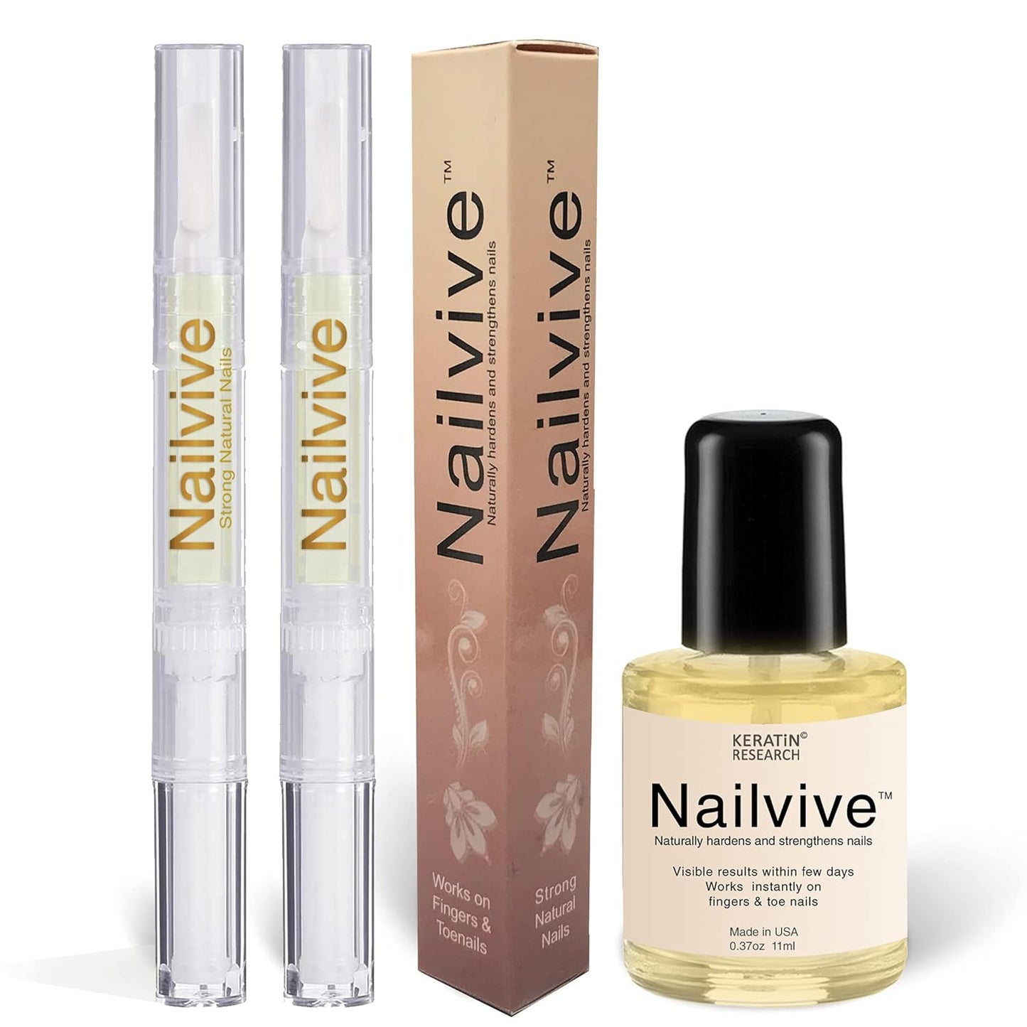 NAILVIVE Nail Serum Powerful Natural Keratin Nail Treatment Silk Proteins Proven Natural Formula Strengthening Hardening nails Instantly Prevents Splits Chips Peels Cracks on Your Nails (Bonus Pack!)