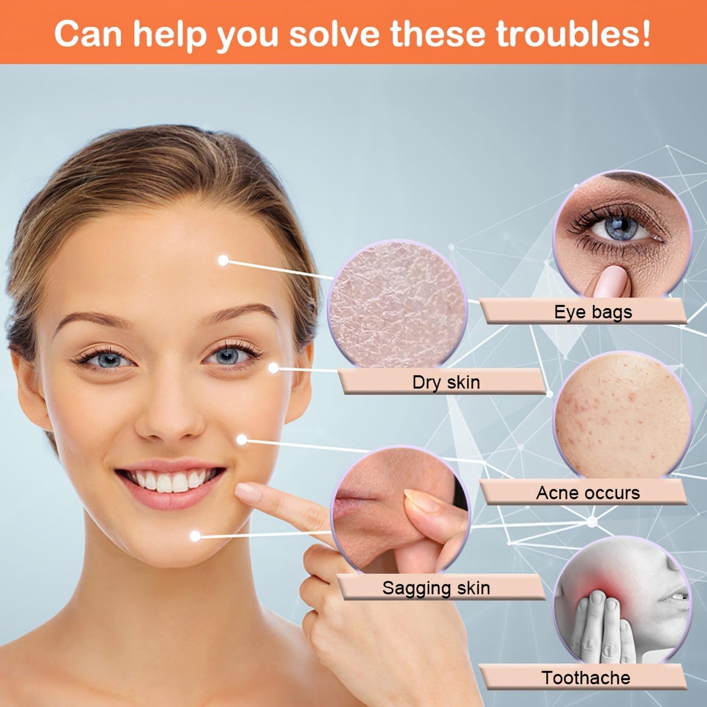 KOGITI Face Ice Roller & Mold - Beauty Facial Massage Tool for Puffiness Relief, Ice Cube Holder (New-Orange)