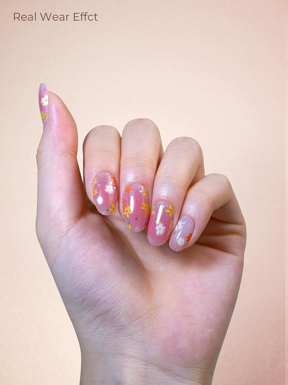 Pre Cured Gel Nail Strips - 44PCS Salon Quality Gel Nail Stickers - Long Lasting Polish Wraps for Women no UV Light Needed Easy Apply& Remove (Strawberry Pink)