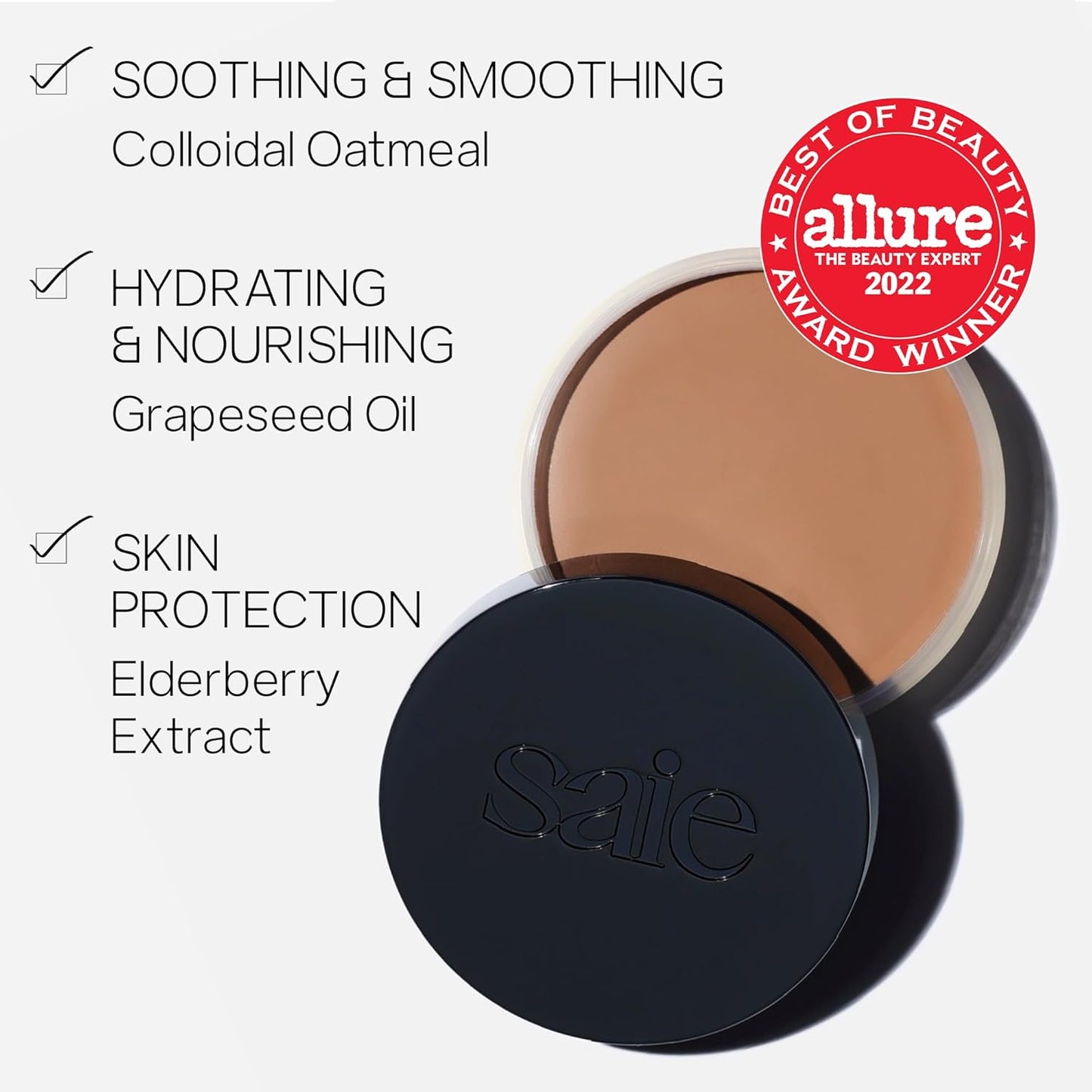 Saie Sun Melt Cream Bronzer - Buildable Balm Face Bronzer for Effortless Sculpting - Cream Contour Enriched with Vitamin C, Nourishing Skincare Ingredients & a Natural Finish - Tan Bronze (1 oz)