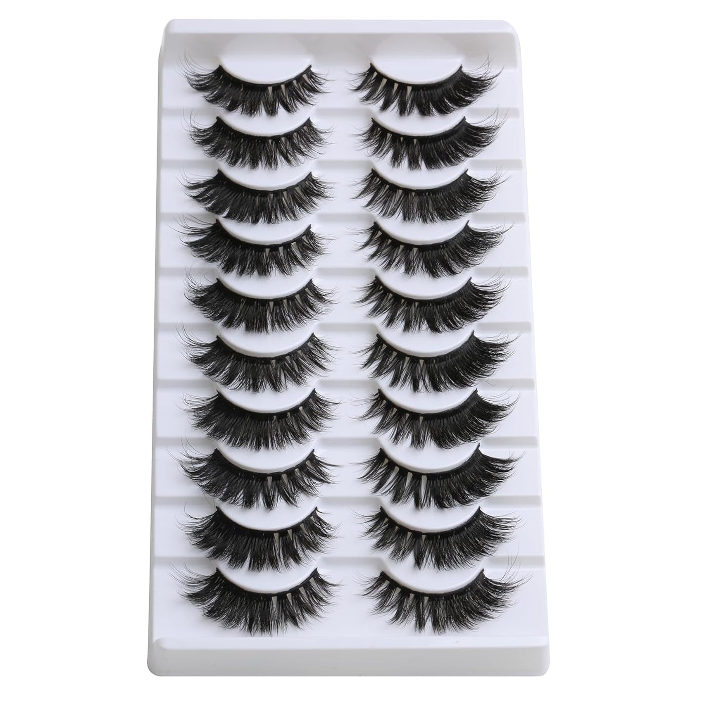 SUNWELL False Eyelashes 16mm Mink Lashes 8D Fluffy Cat Eye Faux Mink Lashes Strip Lashes Soft Reusable Luxury Volume Fake Eyelashes 10 Pairs Pack