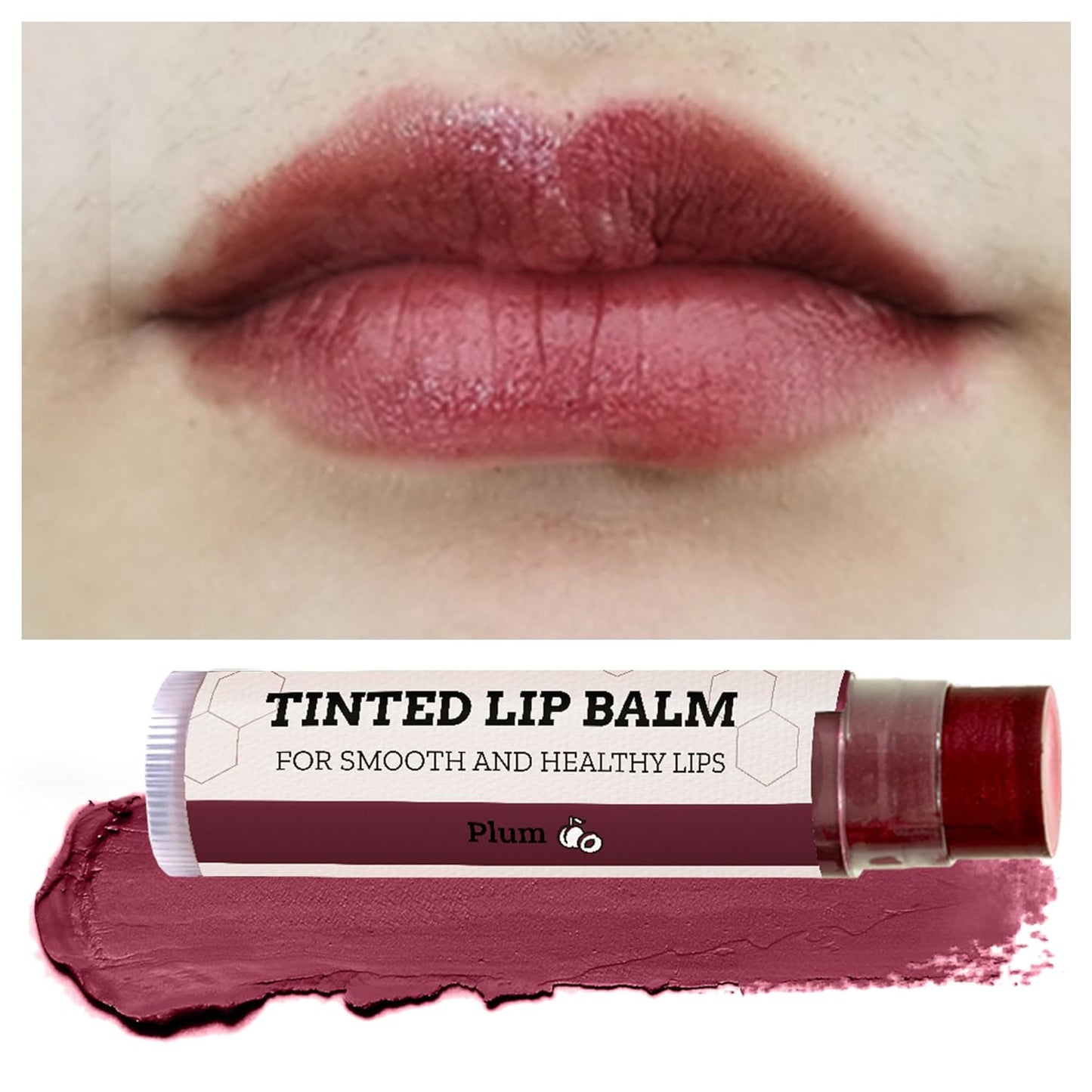 Earth's Daughter Tinted Lip Balm 4 Pack of Plum Color - Beeswax, Coconut Oil, Cocoa Butter, Vitamin E -Moisturize and Beautify, Paraben Free