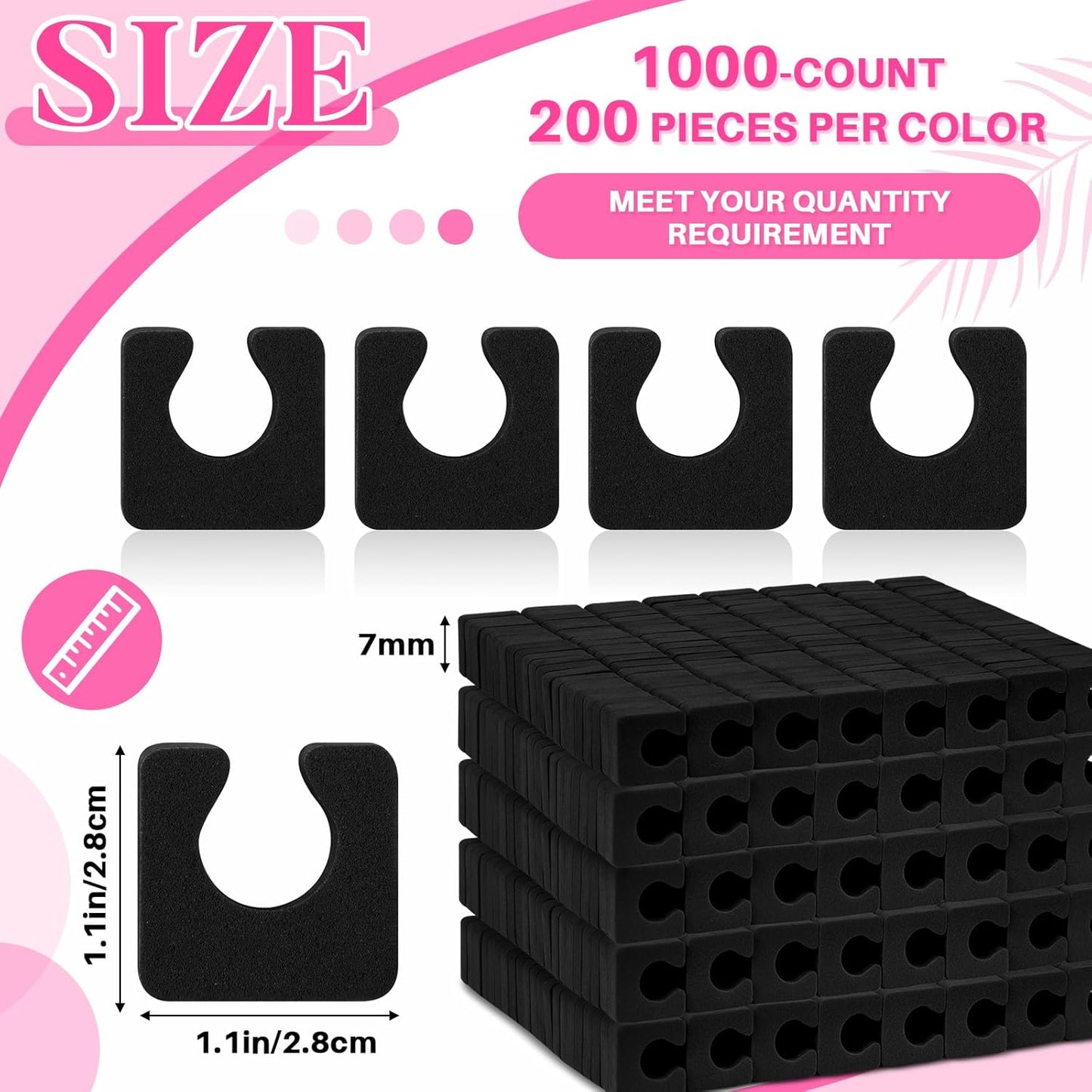 Mumufy 1000 Pcs Individual Pedicure Toe Separators Soft Foam Toe Spacers Comfortable Finger Toe Dividers Pedicure for Women Men Girls Manicure Feet Nail Polish Art Painting Spa (Black)
