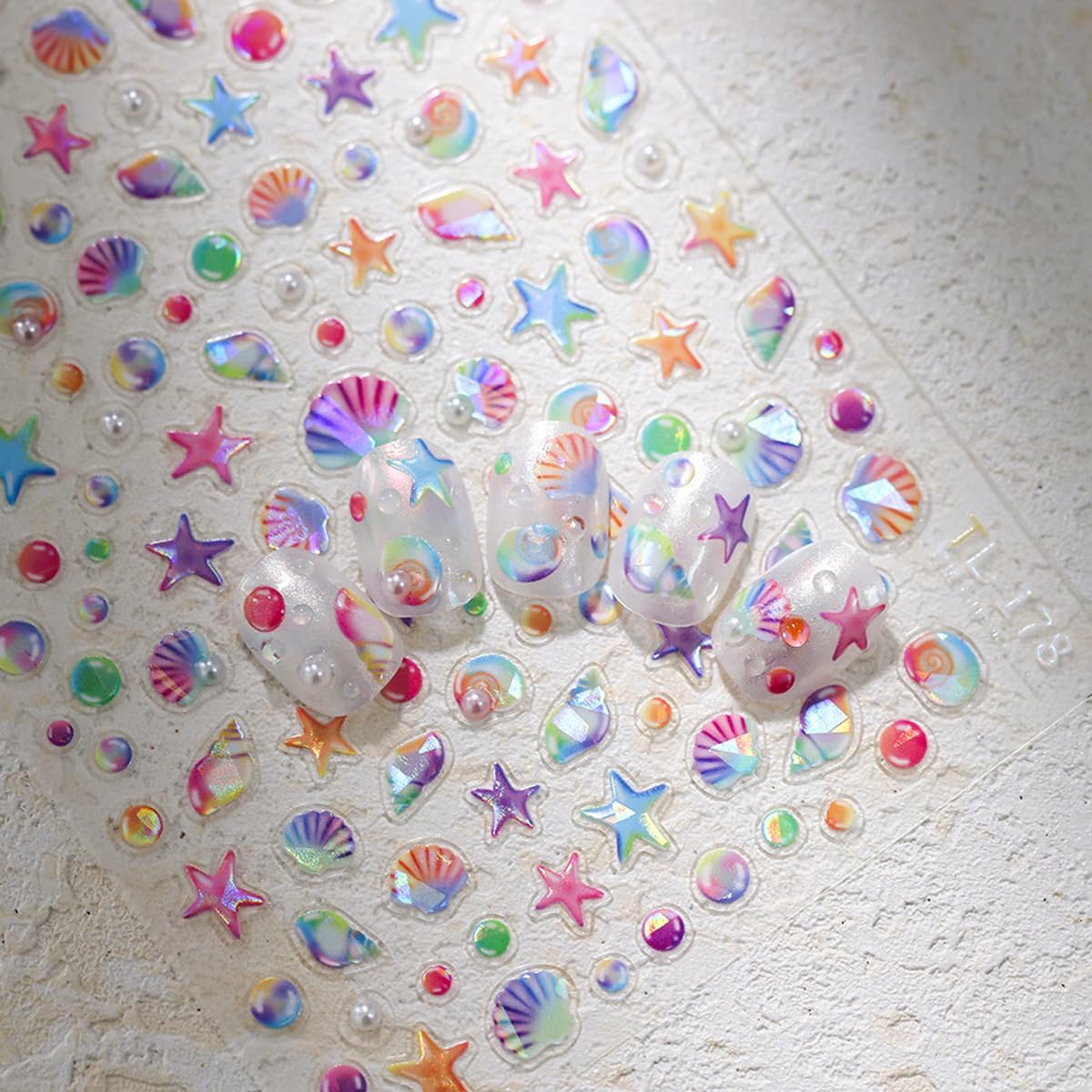 Beach Nail Stickers for Nail Art Summer Seashell Starfish Nail Decals Shell Light Ocean Stickers for Nails Designs Self Adhesive Nail Art Supplies & Decorations for Women Girls 1 Sheet