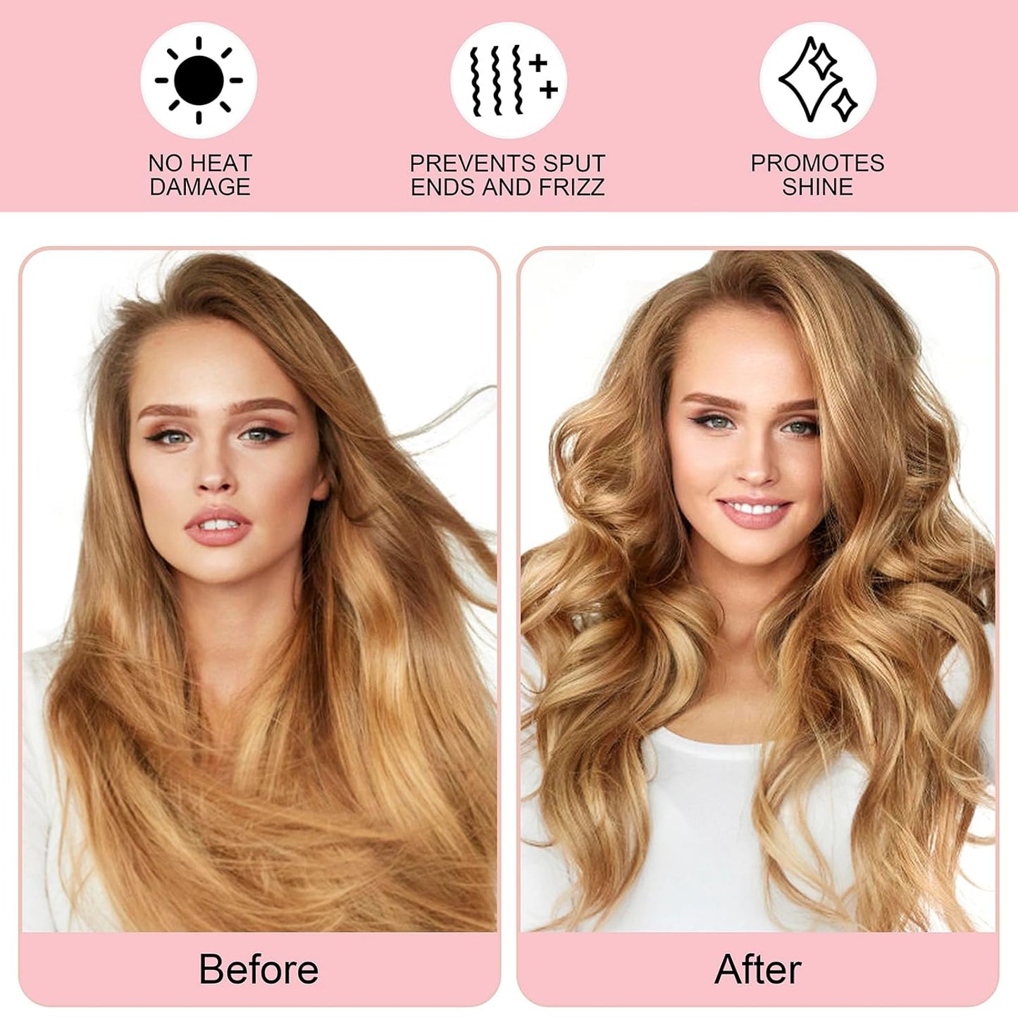 Heatless 60" Extra Long Soft Hair Curlers to Sleep In, No Heat Curling Headband Hair Rollers (Khaki)