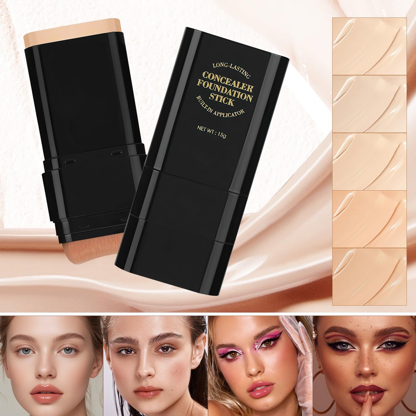 2PCS Long-Lasting Concealer Foundation Stick, Creamy Full Coverage, Hydrating Olive & Camellia Formula for Dark Circles (04 wheat)