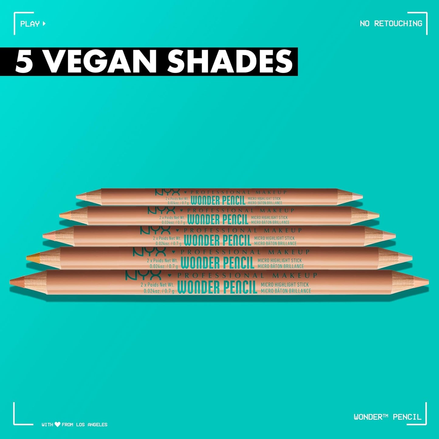 NYX PROFESSIONAL MAKEUP Wonder Pencil, Multi-Use Micro Highlighter & Concealer Stick - Medium Peach (Pack of 2)