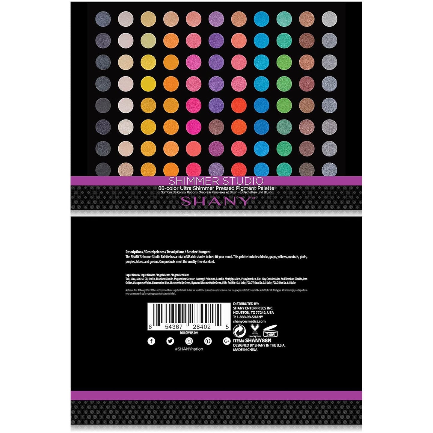 SHANY SHIMMER STUDIO Eye shadow Palette, Matte,Shimmer and Metallic Eye Makeup, Studio Colors for Smoky Eyes and Natural Look