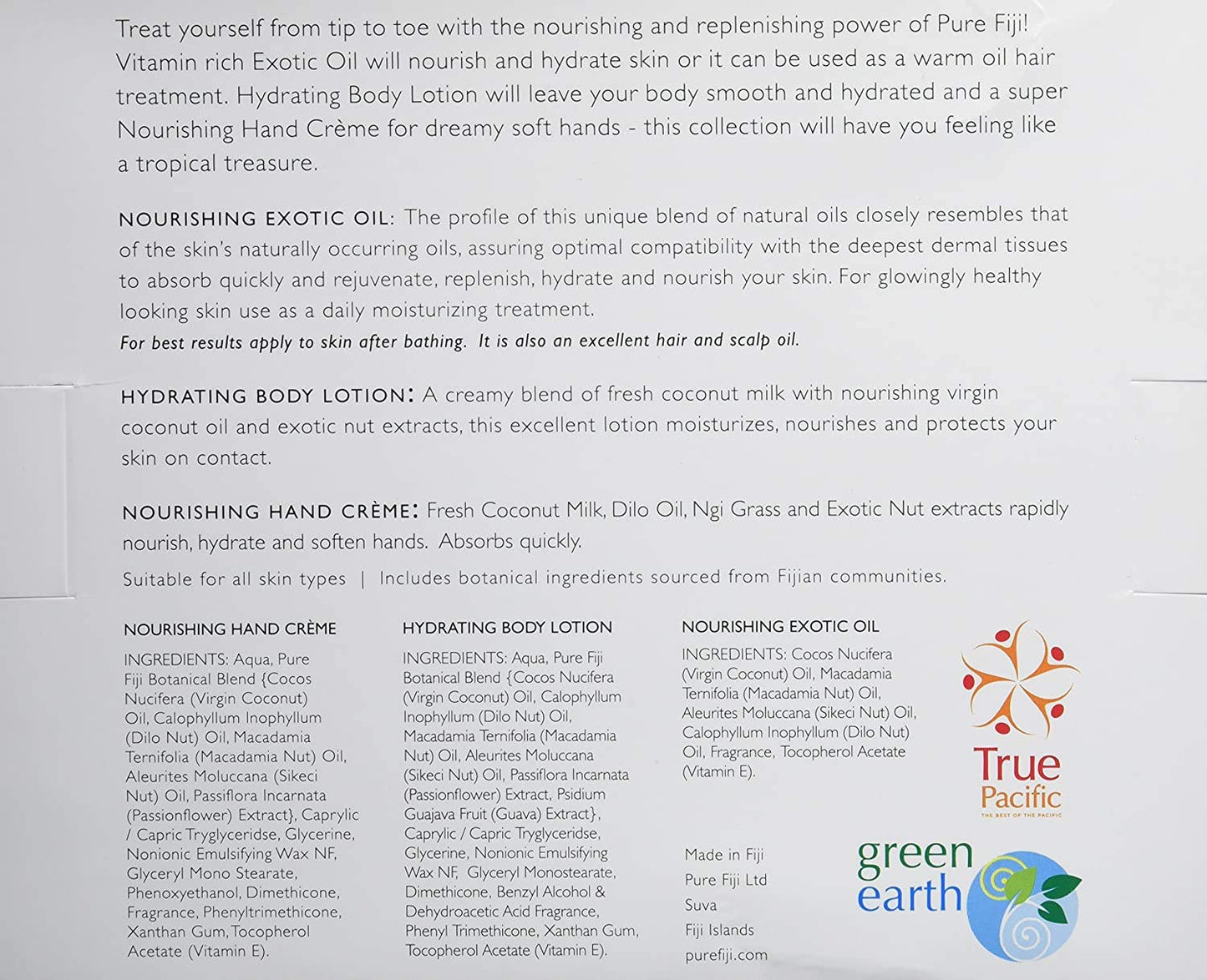 Pure Fiji Nourishing Trio, Ideal Spa Bath Gift Set for Women - Travel Kit - Includes Exotic Body Oil, Hydrating Body Lotion For Women and Nourishing Hand Cream, Guava Scent