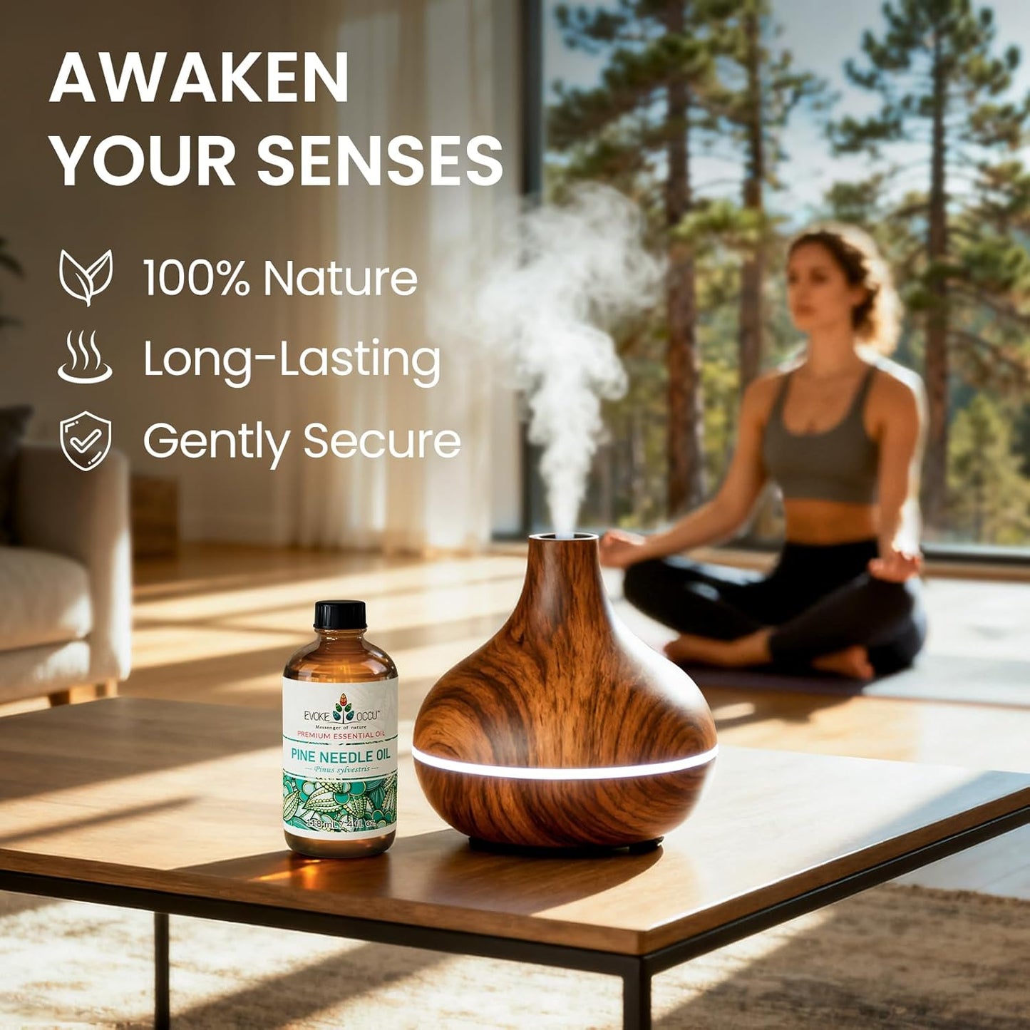 EVOKE OCCU Pine Essential Oil for Diffuser, Fresh Pine Scent for Aromatherapy, Skin, Hair Care, Soap & Candle Making - 4 Fl Oz