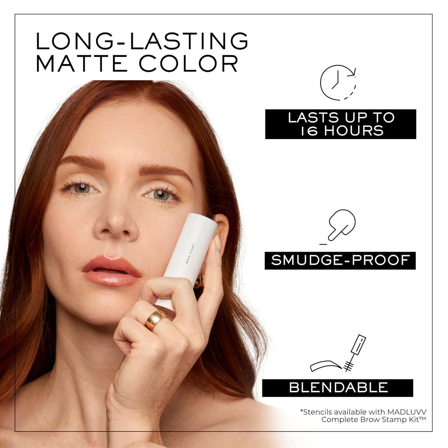 MADLUVV Brow Stamp Refill* - Color Stamp for Brows & Root Touch Up for Women & Men, Instantly Conceal Hair Loss, Grey Hair, Thinning Hair with Stain-Proof/Smudge-Proof Powder Formula (True Red)