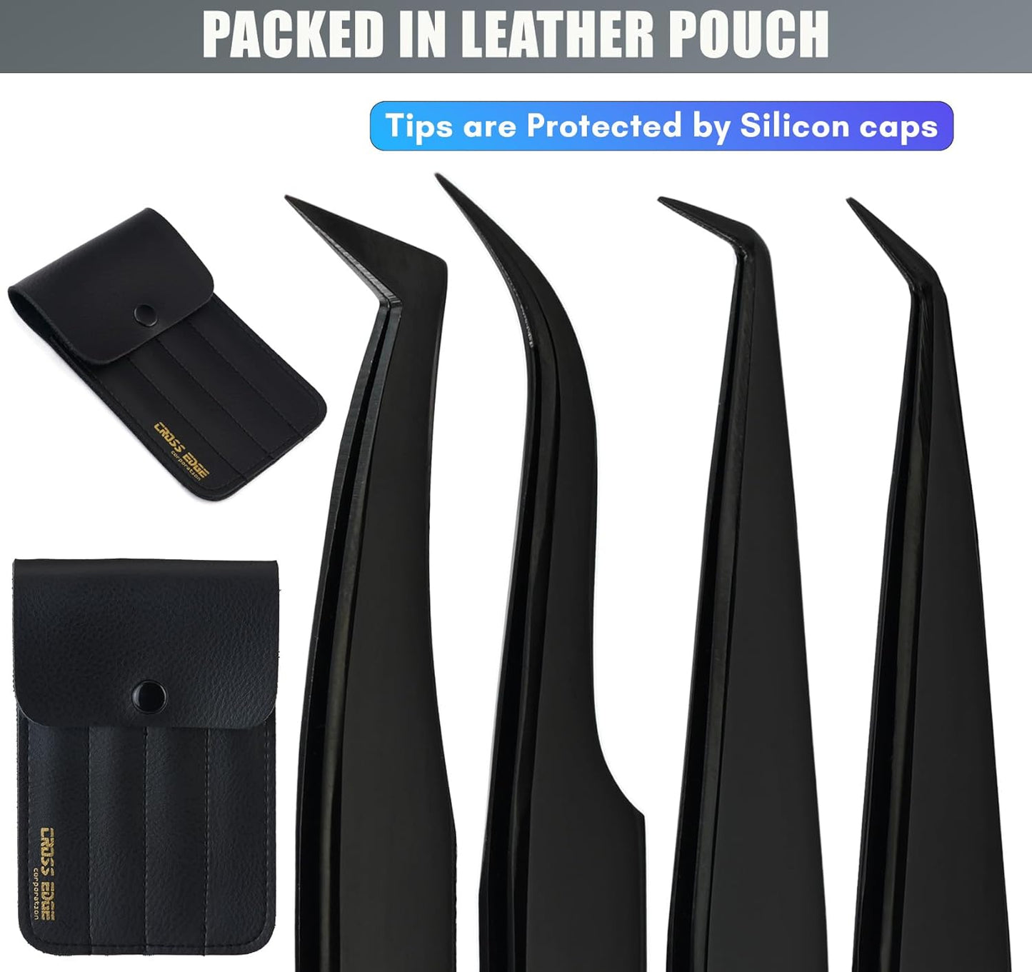 Fiber Tip Lash Tweezers for Lash Extensions, Precision Boot Volume Eyelash Extensions Tweezers Japanese Steel Curved & Isolation fiber grip tweezers pinzas para pestaas (4pcs Set)