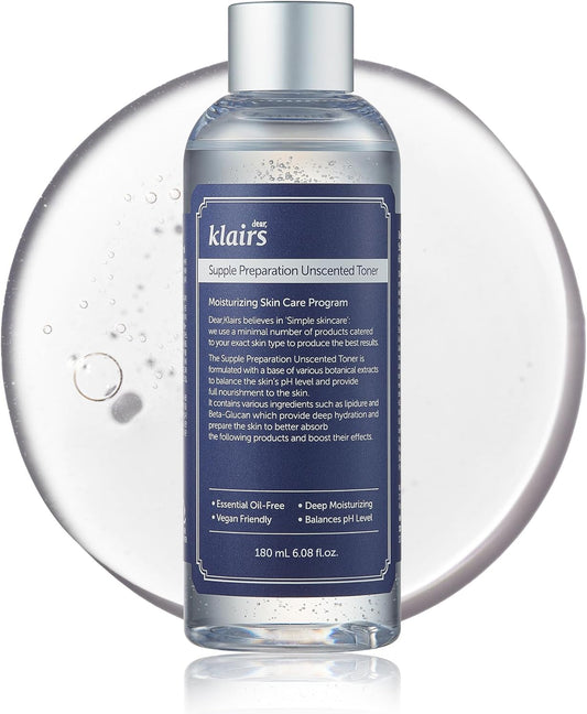 [KLAIRS] Supple Preparation Unscented Toner 6.08 fl oz, Lightweight, Essential Oil-Free, Alcohol Free, Packaging Changed