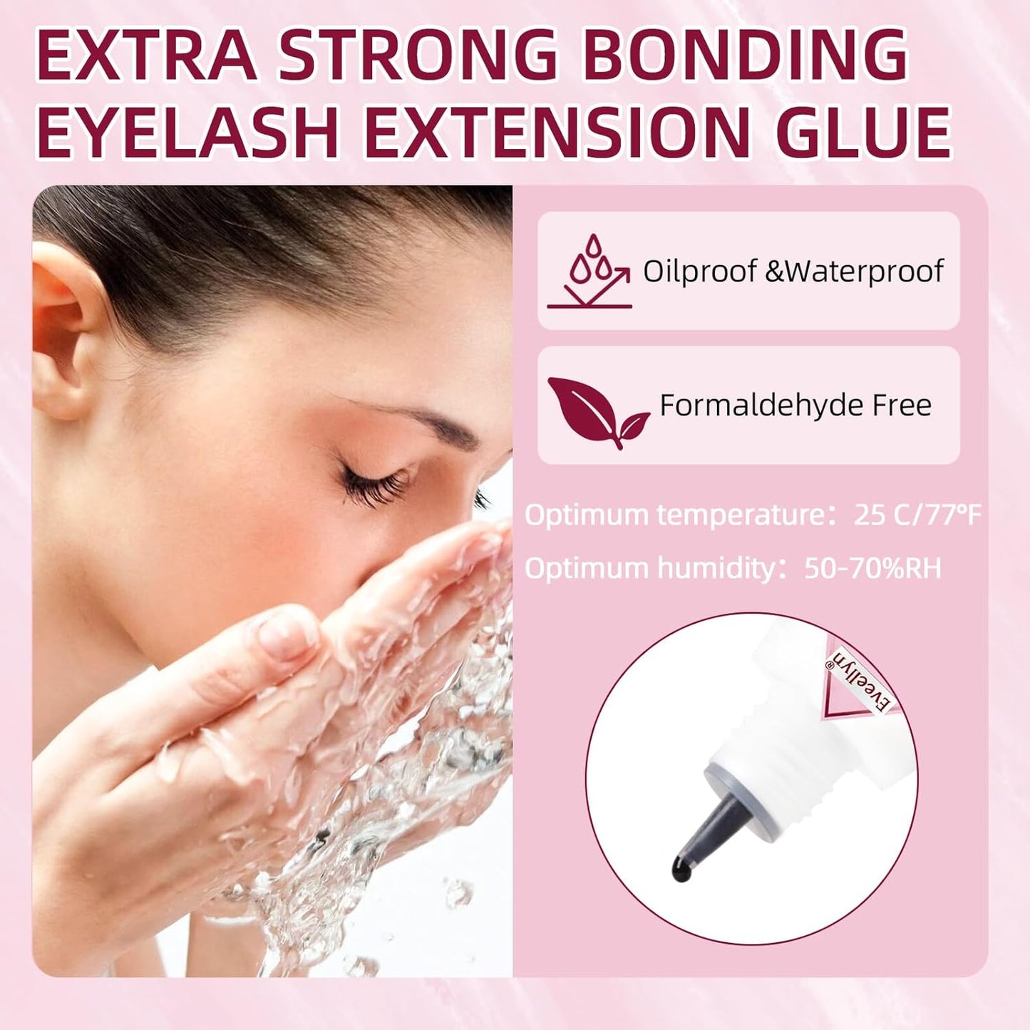 Eyelash Extension Glue, 5ml Lash Extension Glue, 2-3s Drying Time, Retention up to 7-8 Weeks, Power Extreme Waterproof for Professional Use Only