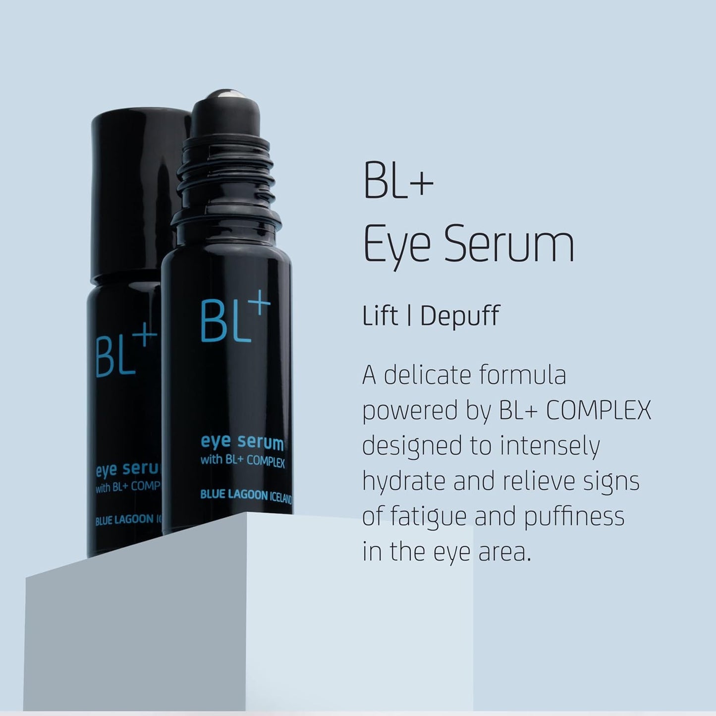 Blue Lagoon - BL+The Eye Serum For Dark Circles, Puffiness, Hydration - Cooling Roller Ball Applicator Firming Wrinkle Treatment - Under Eye Serum - Dark Circles Treatment (0.33 fl oz | 10 ml)