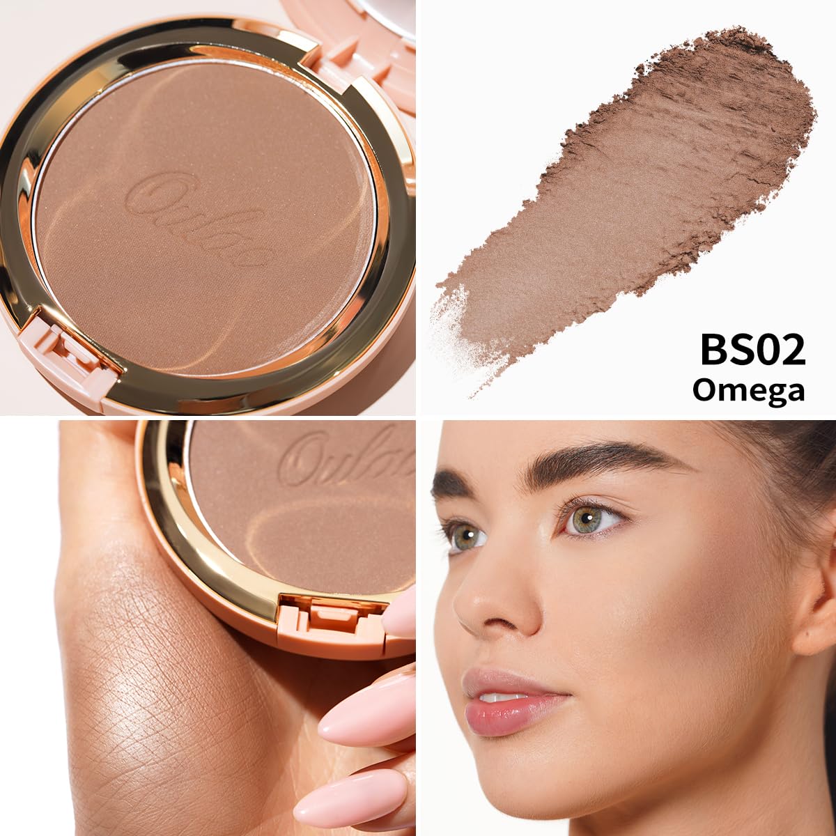 Oulac Matte Bronzer Powder Face Makeup with Mirror - Natural SunKissed Bronzer Look,Highly Pigmented Cream Bronzer, Long Lasting Glow, Easy to Blend, Vegan & Cruelty-Free BS02