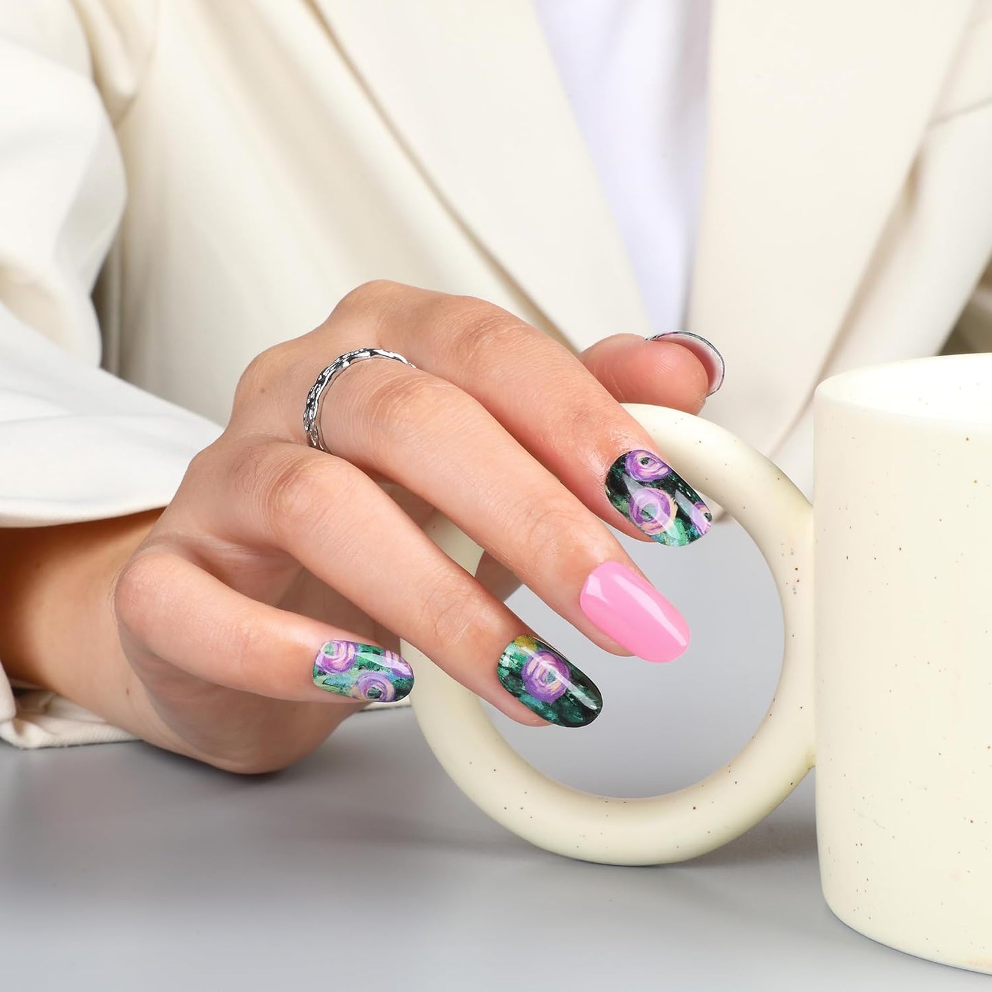 Semi Cured Gel Nail Strips, 30 pcs Stikers, Wraps, Salon-Quality, 2 Weeks Long Lasting Ice Age