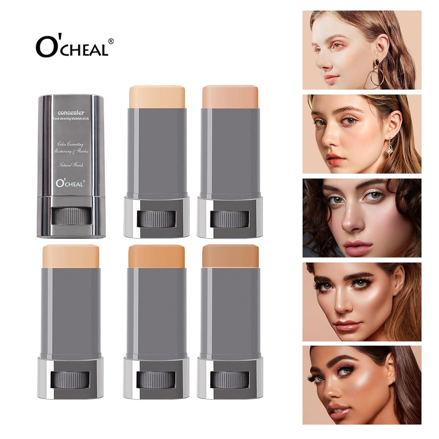 O'CHEAL Face Foundation Contour Stick Long-wear Lightweight Brighten Stick Face Concealer Blemish Contouring Beauty Makeup 05#DARK SKIN TONE