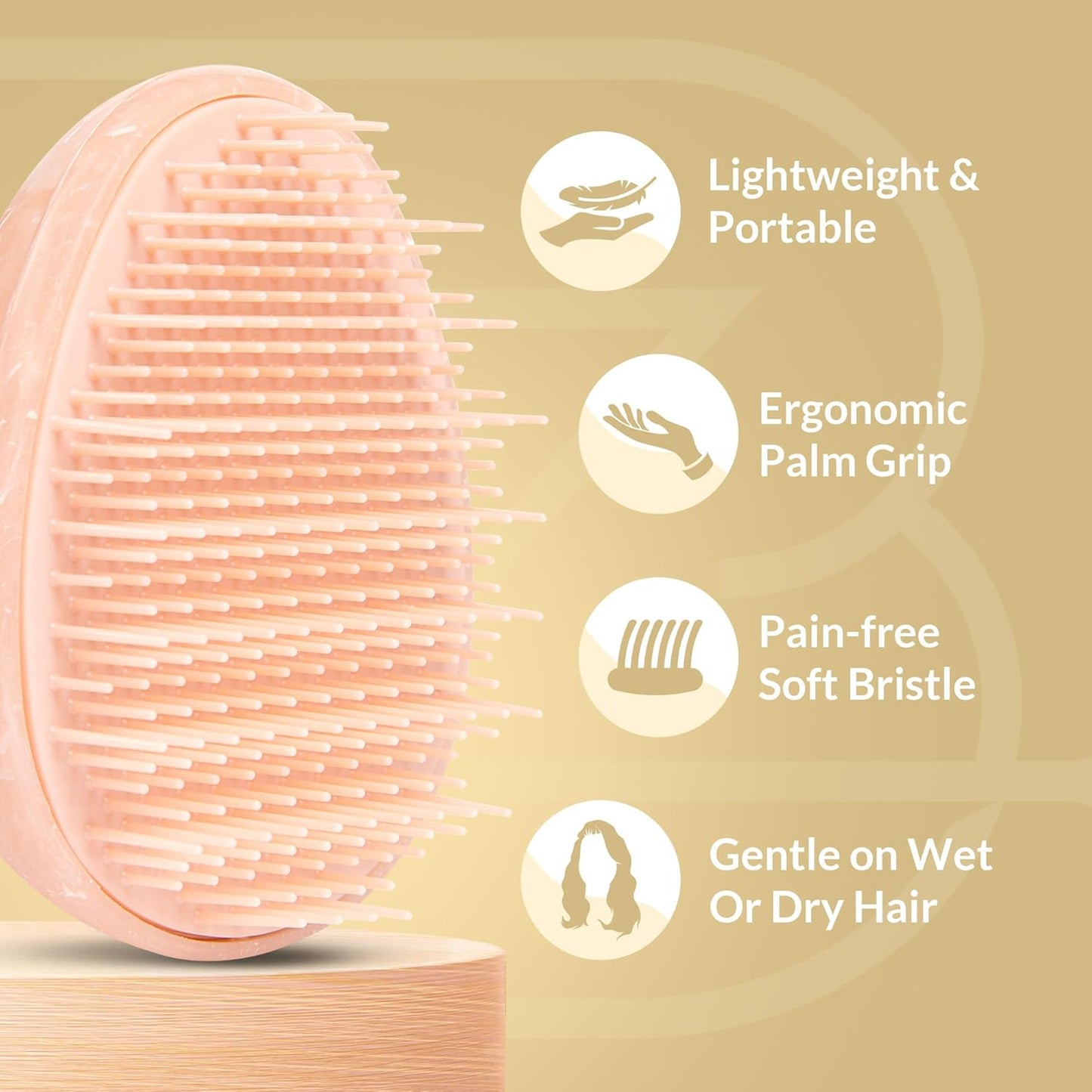 Travel Hairbrush - Mini Hair Detangler for Women Teens Kids - Sensory Scalp Massager - Small Portable Comb - Thick, Curly, Straight, Wet, Dry - Compact Detangler - Purse Essentials
