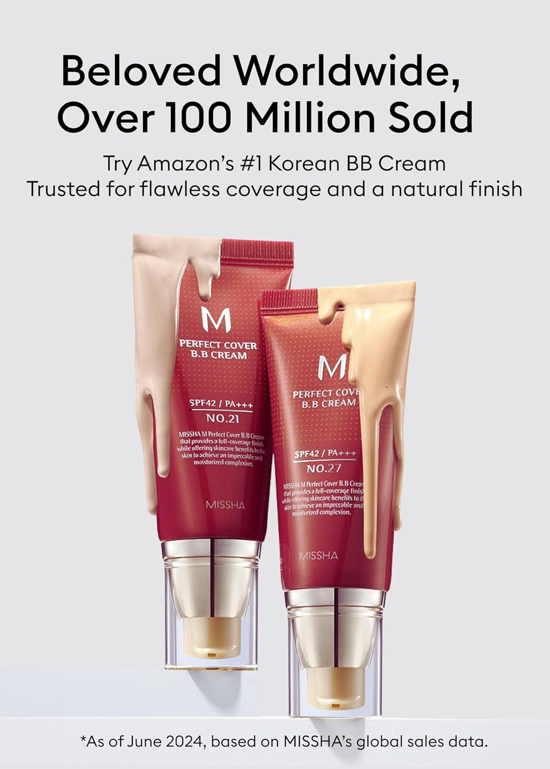 MISSHA M Perfect Cover BB Cream No.27 Honey beige for medium/tan skin SPF 42 PA +++ 1.69 Fl Oz - Tinted Moisturizer for face with SPF