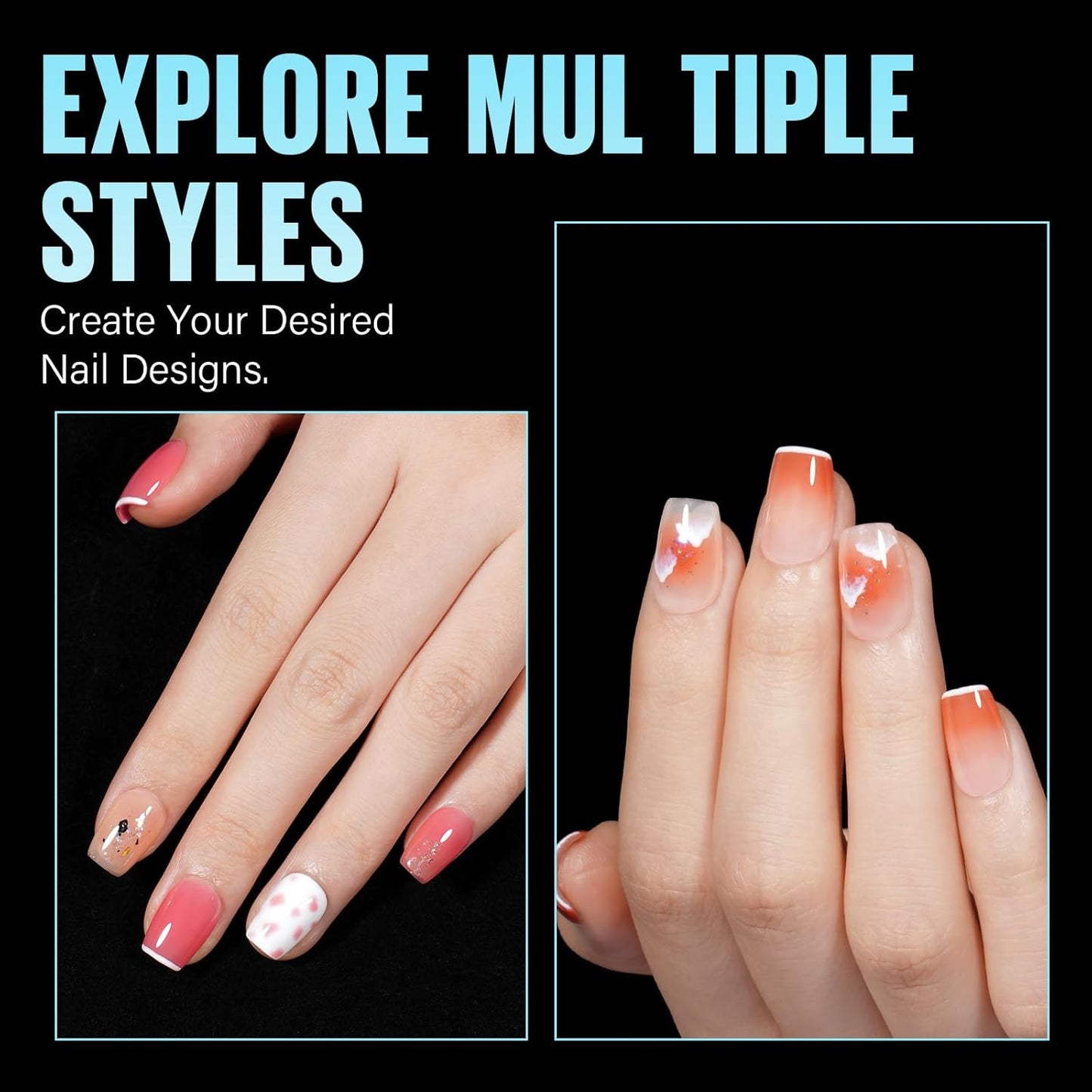 TOMICCA Extra Short Coffin Nail Tips, 240Pcs Half Matte Press on Full Cover Acrylic Nails, 12 Sizes Pre -Shape Soft Acrylic Fake Nail Tips for Nail Extension Art Home DIY Nail Salon