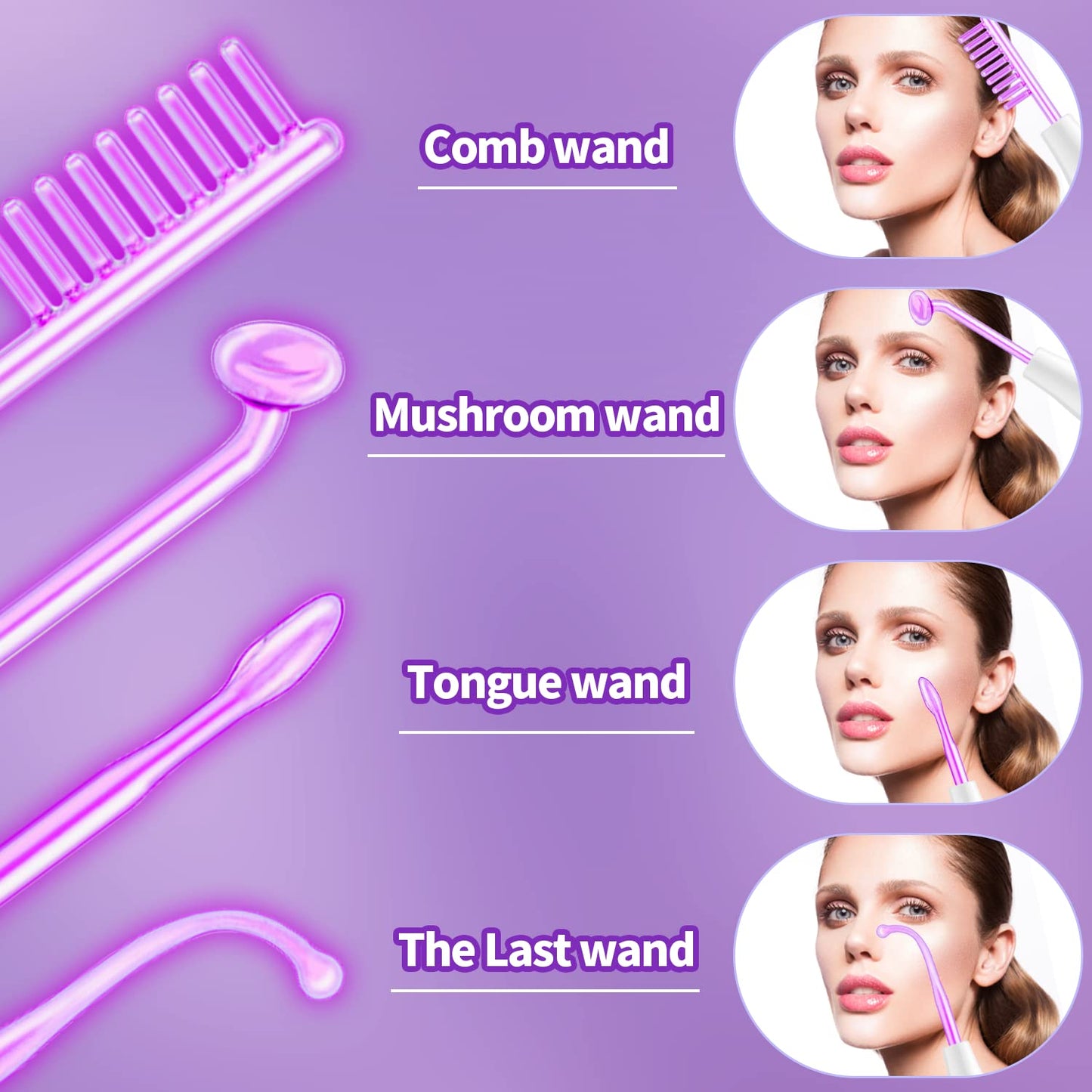 High Frequency Facial Wand-UUPAS Portable Handheld High Frequency Facial Machine Skin Facial Wand with 4 Violet Tubes