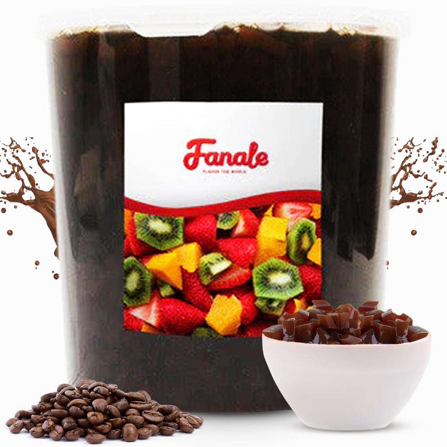 Fanale Coconut Jelly Topping nata de coco for Boba Tea | Ice Cream | Yogurt | Smoothie | Milk Tea | Desserts (Coffee, 7.26 lb) JEL011