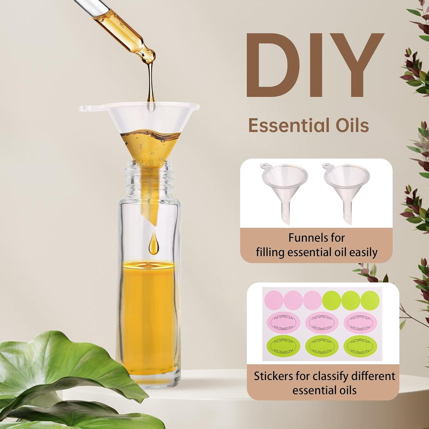 inice 10ml Roller Bottles for Essential Oils Thick Clear Glass Roll on Bottle Applicator Stainless Steel Ball Metal Cap Daily Care (Clear Rolelr Bottles)