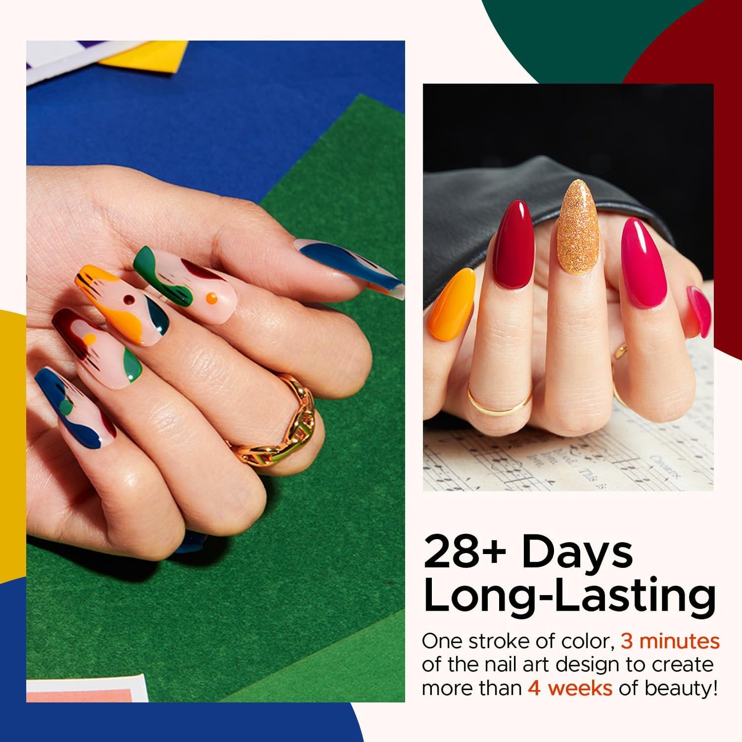 MEFA Gel Nail Polish Set, 12 Colors Gel Nail Kit Pink Red Black Glitter White Blue Yellow Purple Collection with Classic Color for Starters Nail Art Manicure at Home DIY Salon Gifts