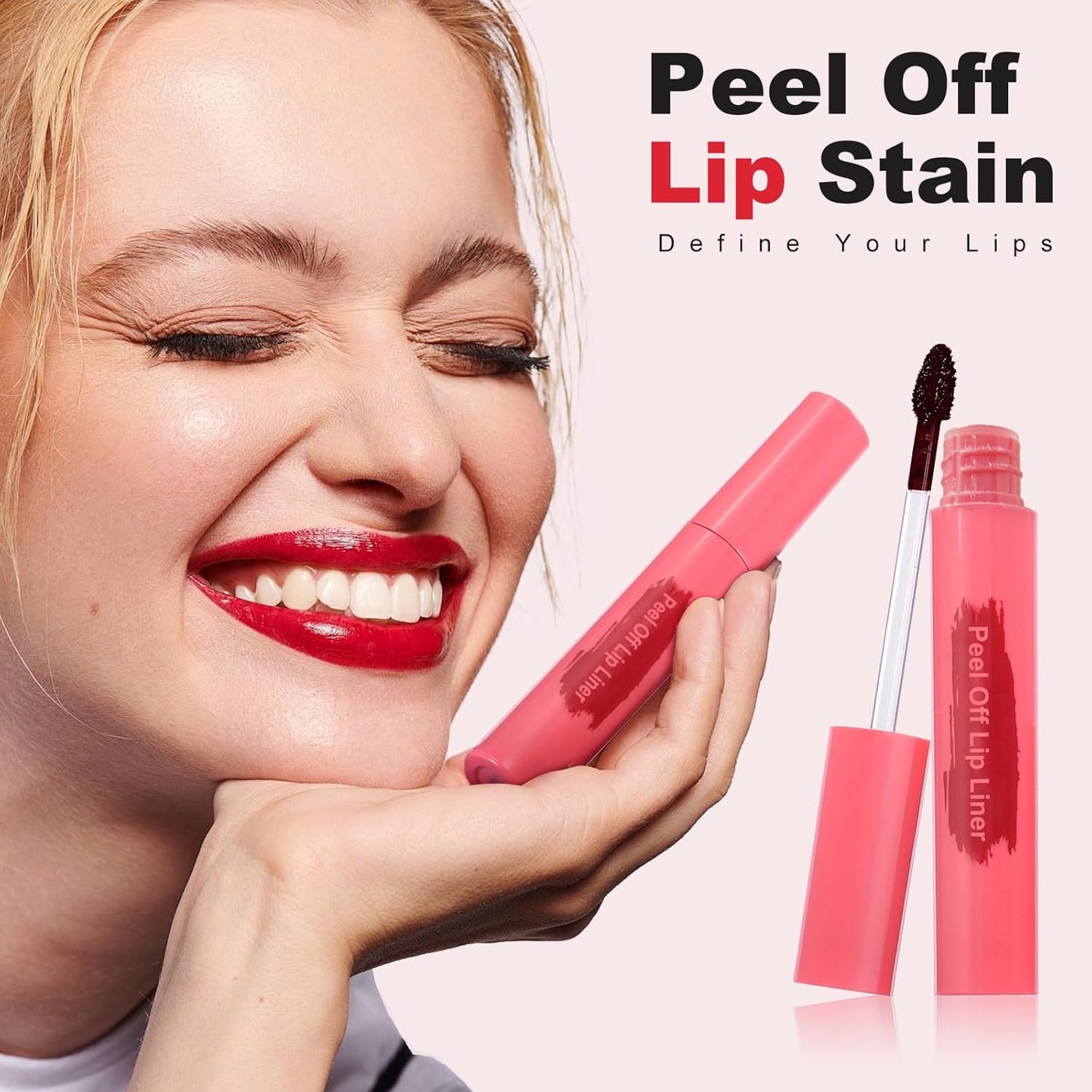 Lip Liner - Lip Stain Peel Off Moisturizing Long-Lasting & Waterproof Transfer Proof & Plumping, Non-Stick Cup Lip Liner Stain Tint For All Skin Types (Red, 1 PCS)