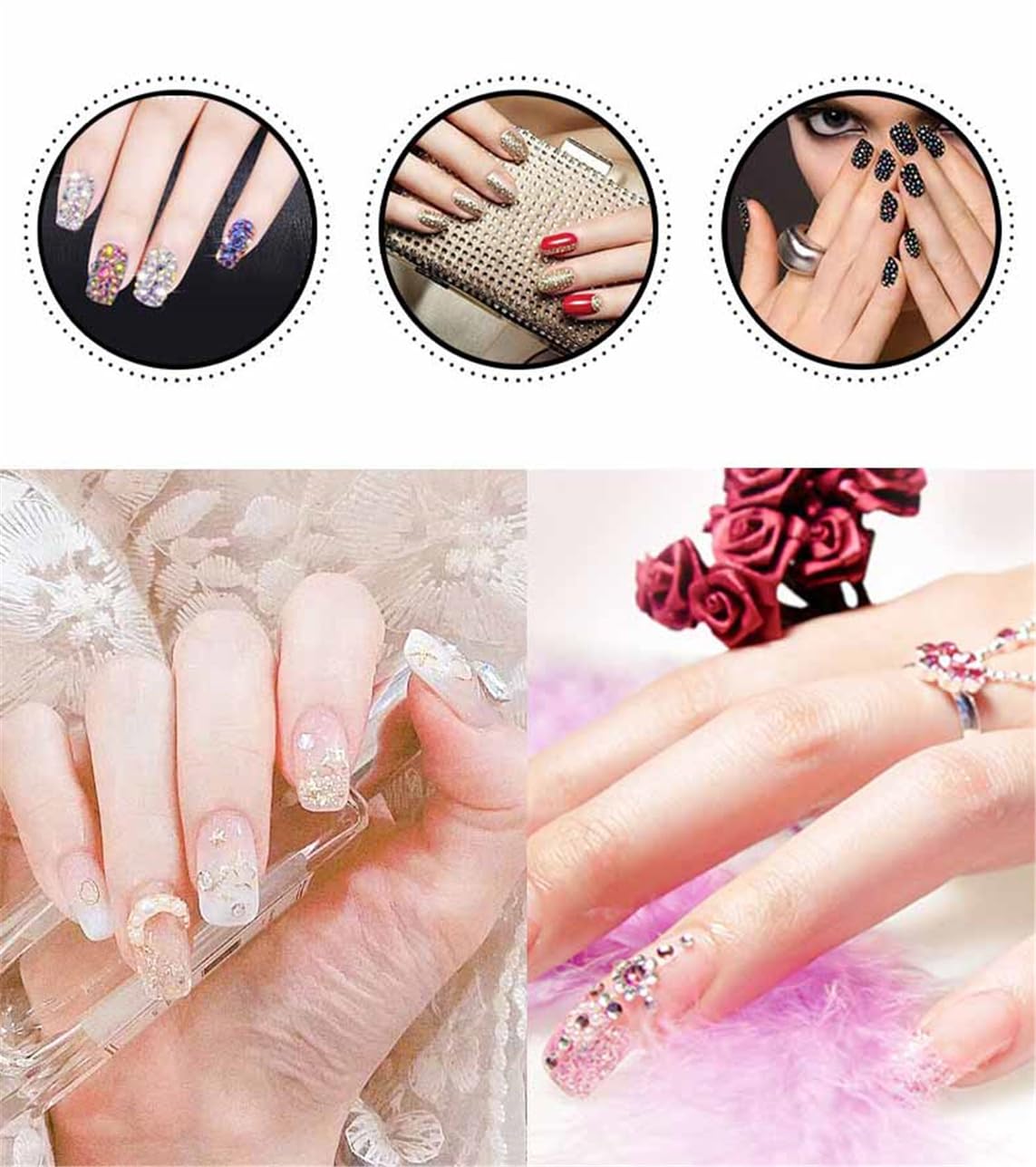 2250 Pcs SS16 4mm AB Flatback Rhinestones for Nails Art Crafts Glitter Round Shine Gems Crystals DIY Clothes Shoes （White AB）