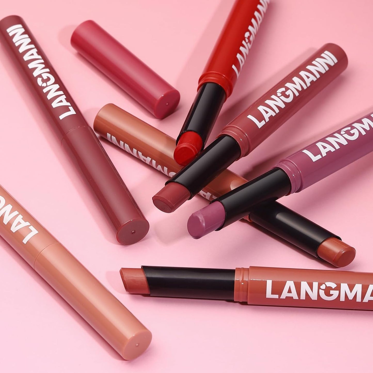 Jolilab 6Pcs Lip Set: 3 Colors Lip Liner+3 Colors Lipstick, Matte/Creamy,Smooth Creamy Texture,Long-Lasting,Bold/Nude Shades for Daily/Party, Vegan, Gift for Makeup Lovers.(#01+06+09)