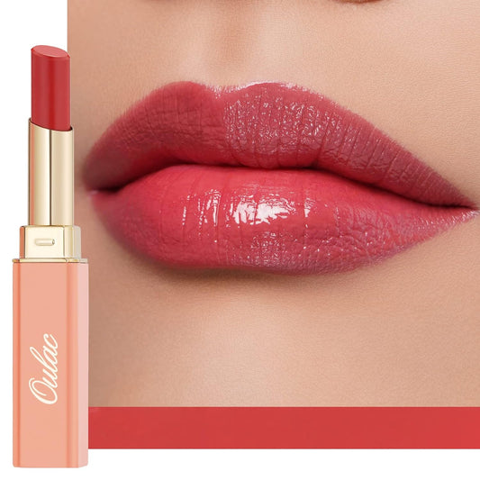 Oulac Apple Red Lipstick - Moisturizing Lip Stick Glossy Solid Shine Lip Gloss, Sheer Shine Juicy Finish, Lightweight and Hydrating Formula for Dry Lip Care, Vegan 2.2g/0.07oz (01)