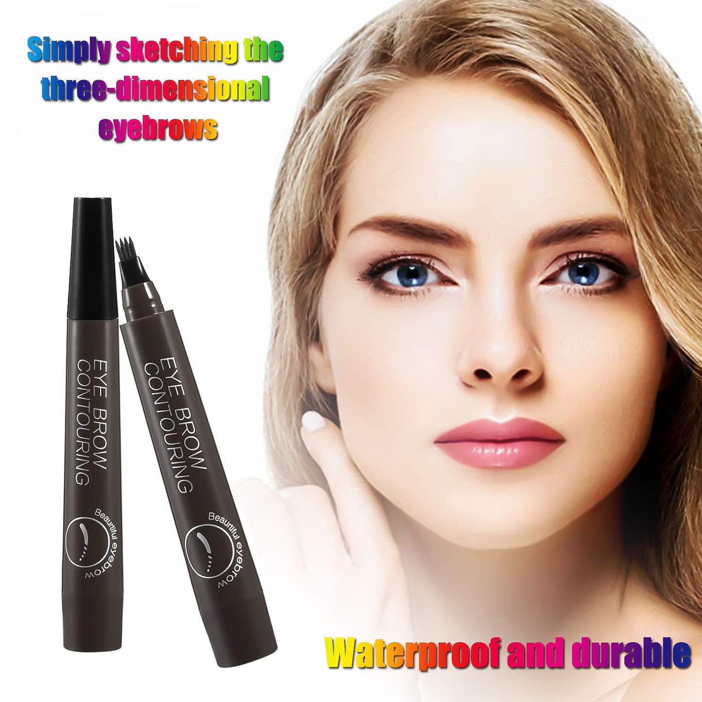 Liquid Eyebrow Pen, Waterproof Microblading Eyebrow Pencil with a Micro-Fork Tip Applicator, Creates Natural Looking Brows Effortlessly