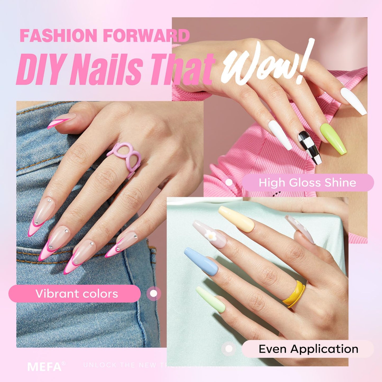 MEFA 32 Colors Gel Nail Polish Kit with U V Light, Spring Bright Pastel 60Pcs Pink Gel Polish Nail Set with Matte/Glossy Base Top Coat Essential Manicure Tools Nails Art Decorations Women Gifts